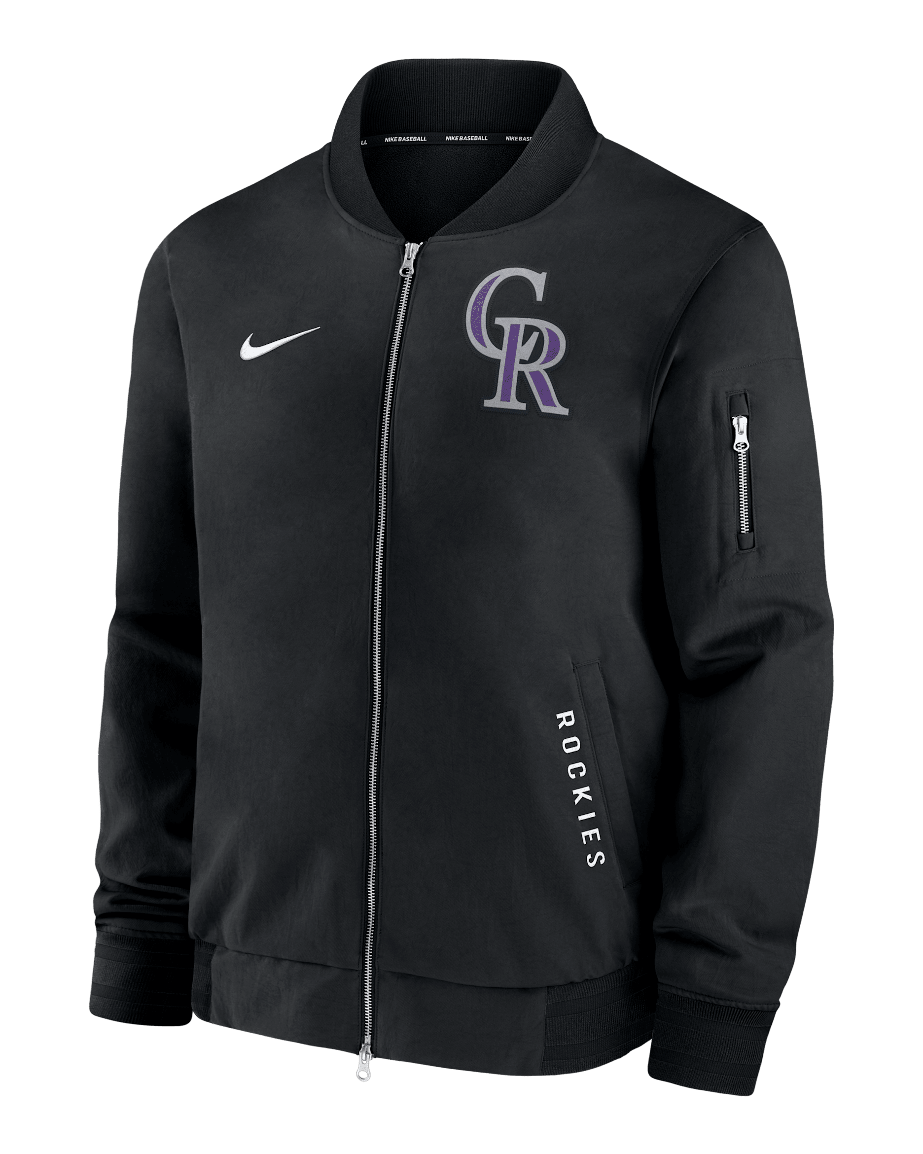 Colorado Rockies Authentic Collection Dugout Men's Nike MLB Full-Zip Bomber Jacket - Black