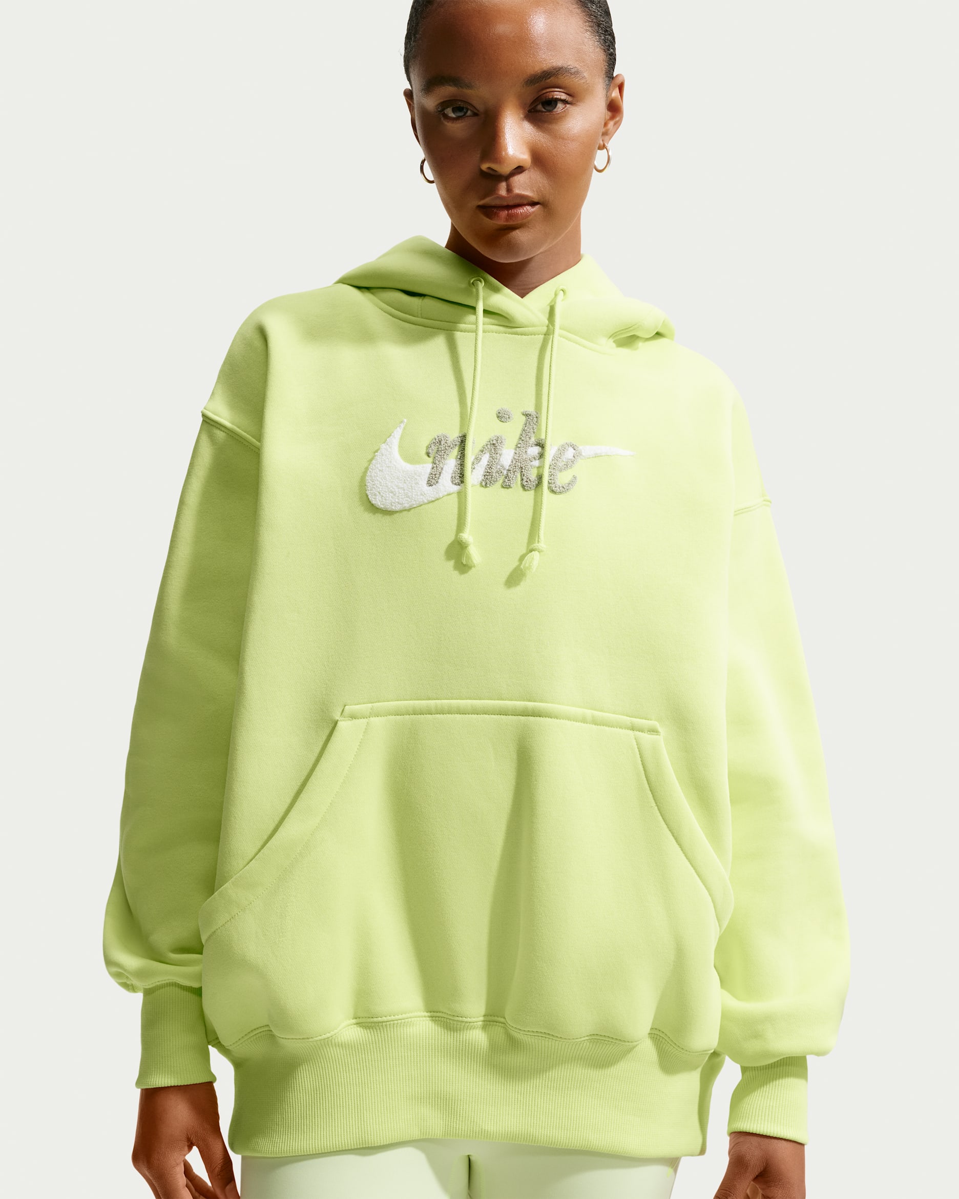 Nike Sportswear Phoenix Fleece Women's Oversized Logo Hoodie - Light Lemon Twist/Summit White