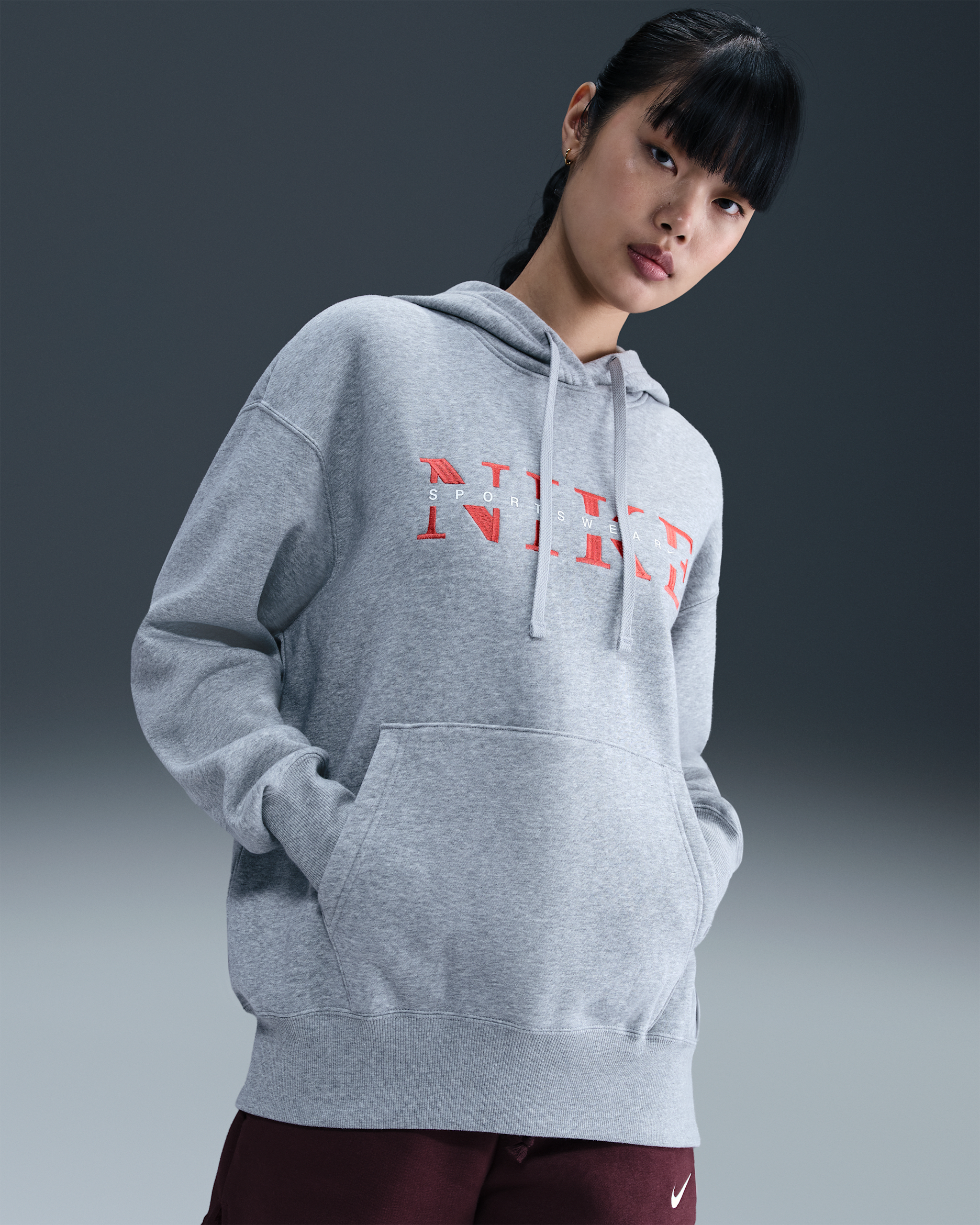 Nike Sportswear Phoenix Fleece Women's Oversized Pullover Hoodie - Dark Grey Heather