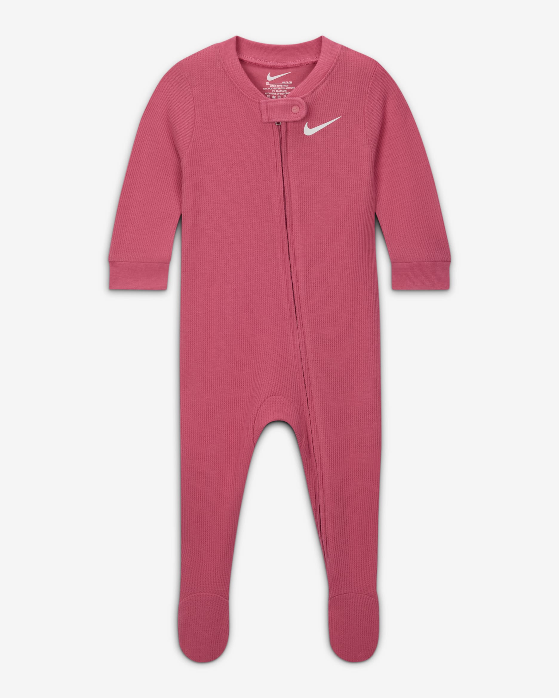 Nike Baby Viscose Waffle Knit Footed Coverall - Pink