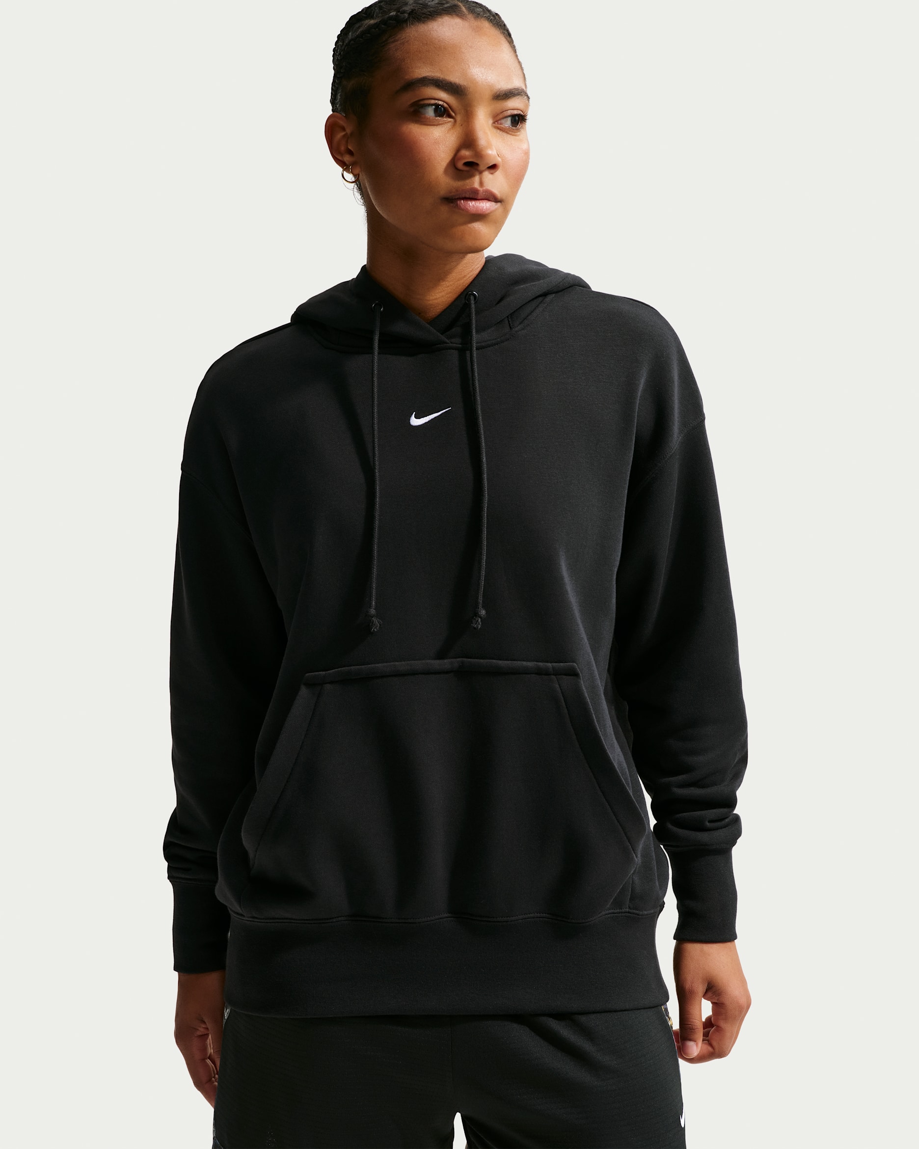 Nike Phoenix Fleece Women's Oversized Pullover Basketball Hoodie - Black/White