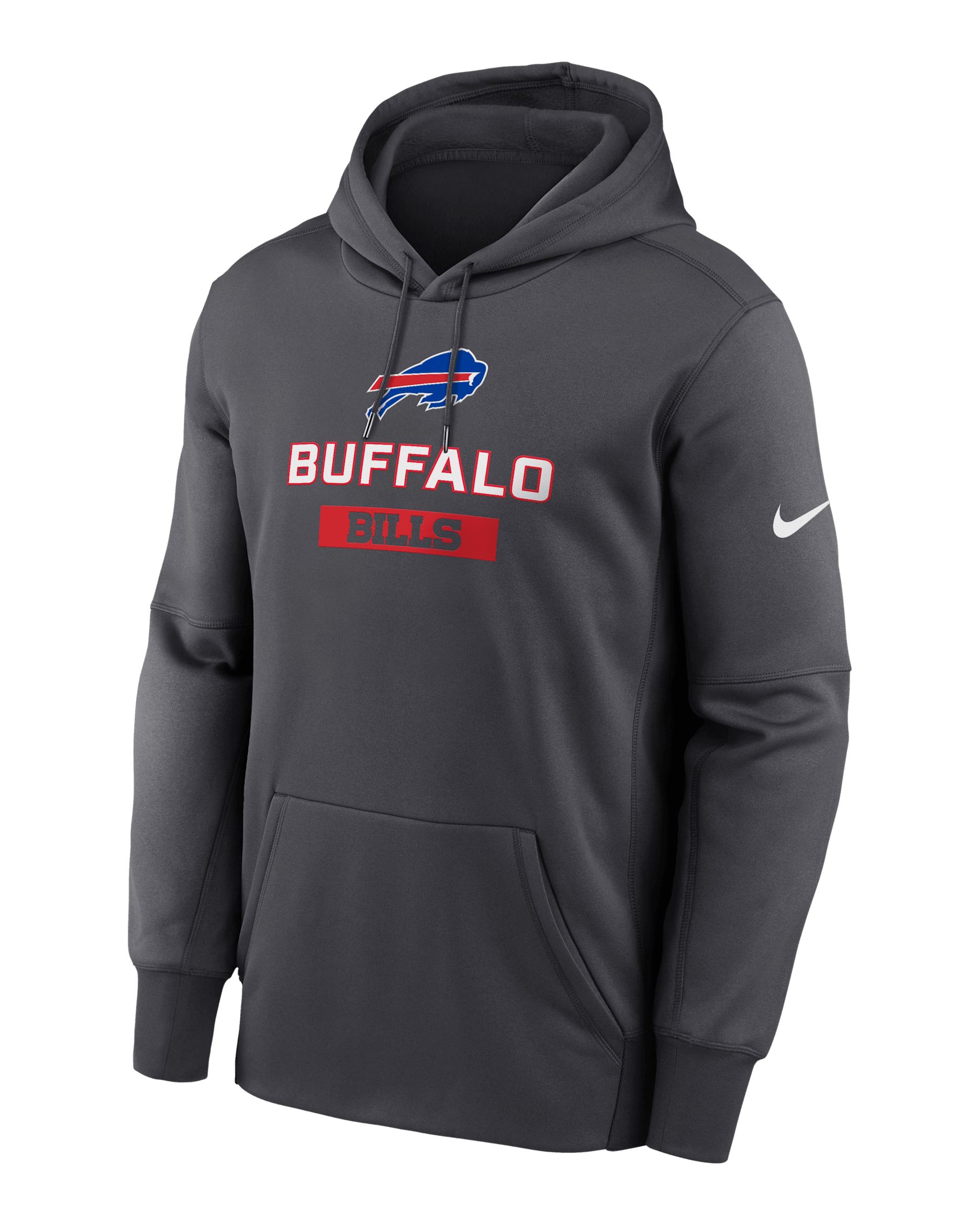 Buffalo Bills Toss Sweep Men’s Nike Therma NFL Pullover Hoodie - Anthracite