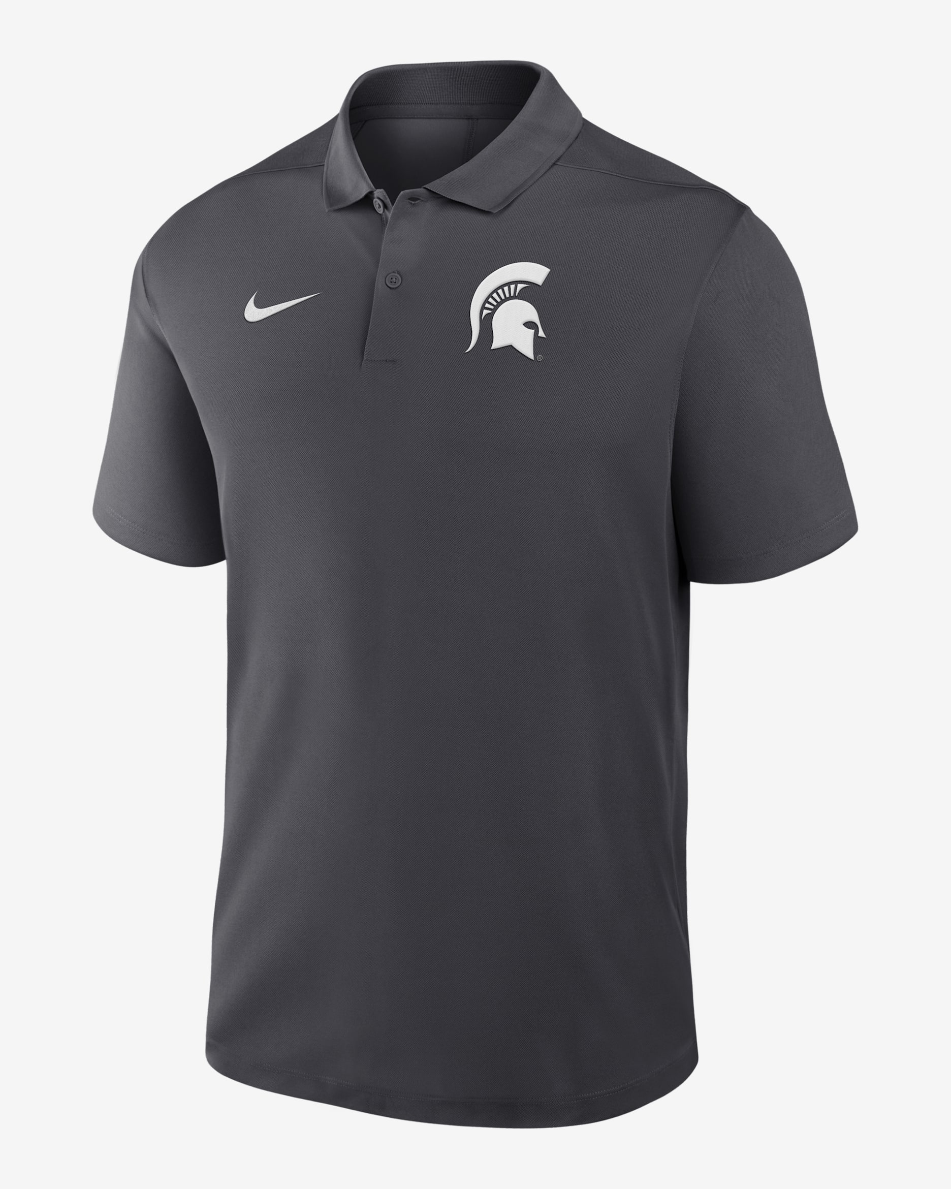 Polo universitario Nike Dri-FIT para hombre Michigan State Primetime Victory Primary Logo - Antracita