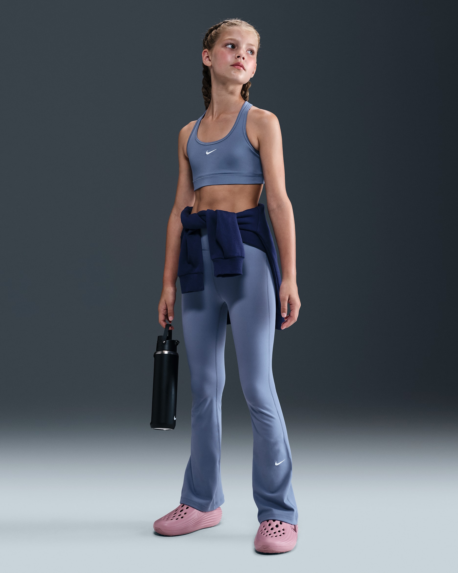 Nike One Girls' Dri-FIT Flared Leggings - World Indigo/White