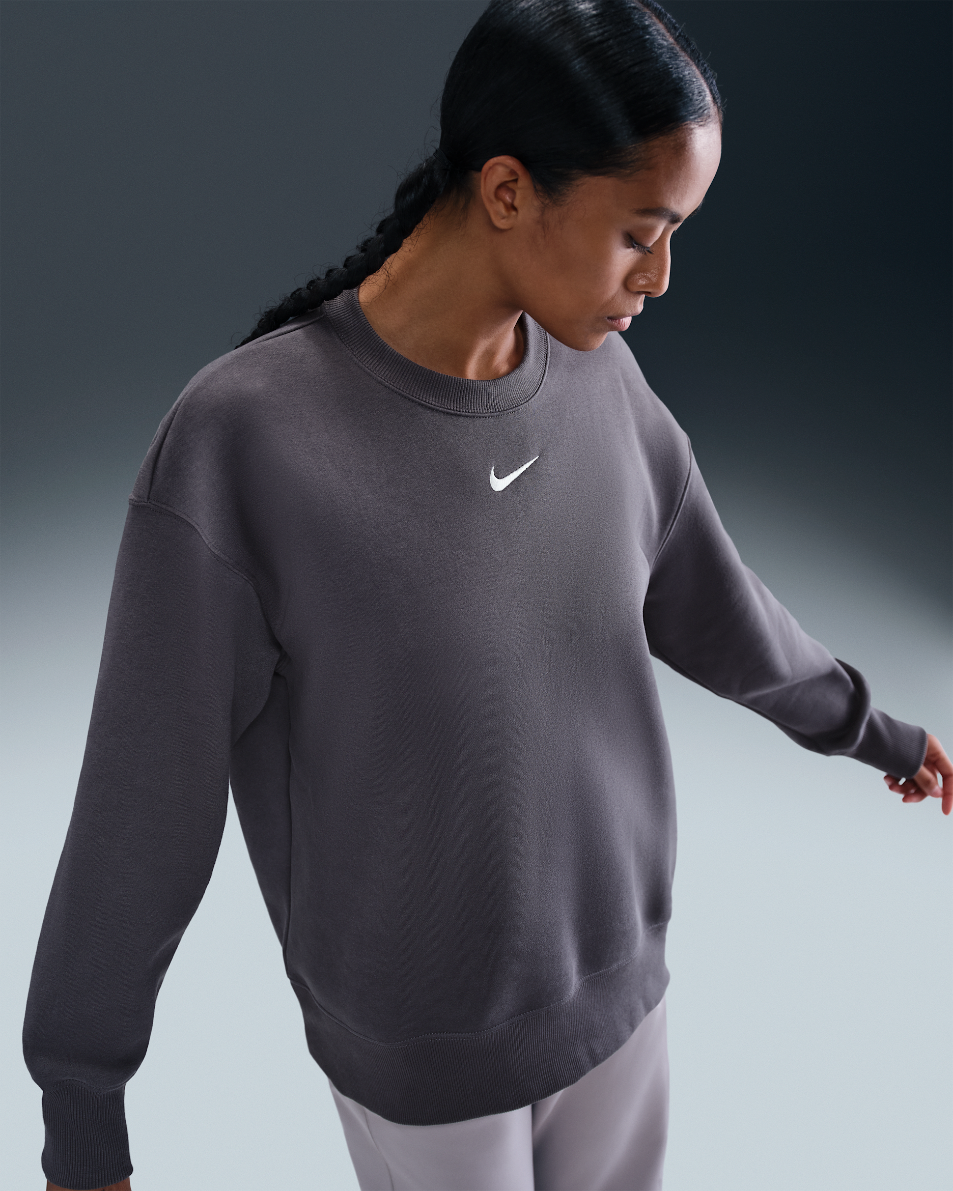 Nike Sportswear Phoenix Fleece Women's Oversized Crew-Neck Sweatshirt - Thunder Grey/Sail