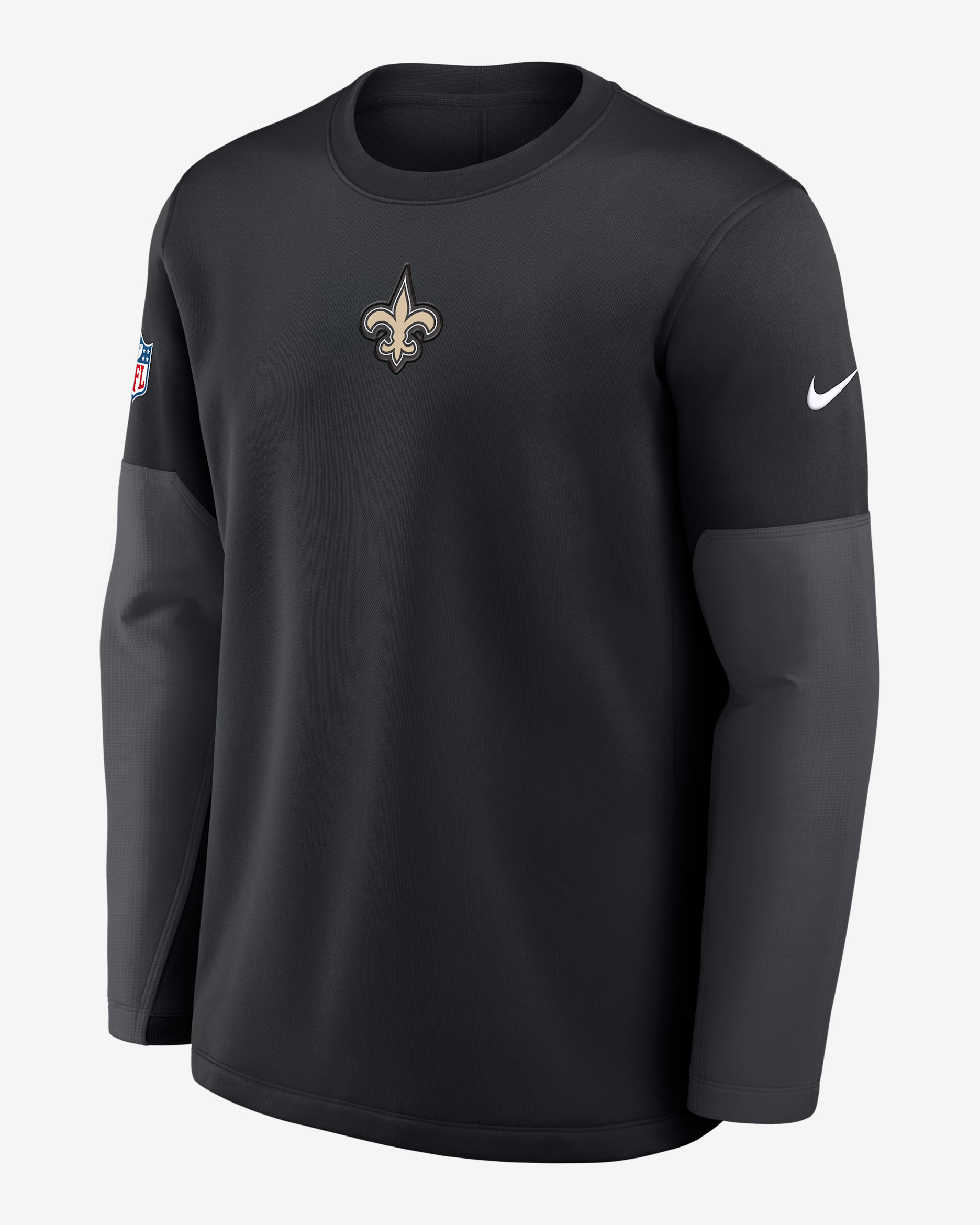 Playera de manga larga Nike Therma-FIT de la NFL para hombre New Orleans Saints Scripted To Win Sideline Coach - Negro