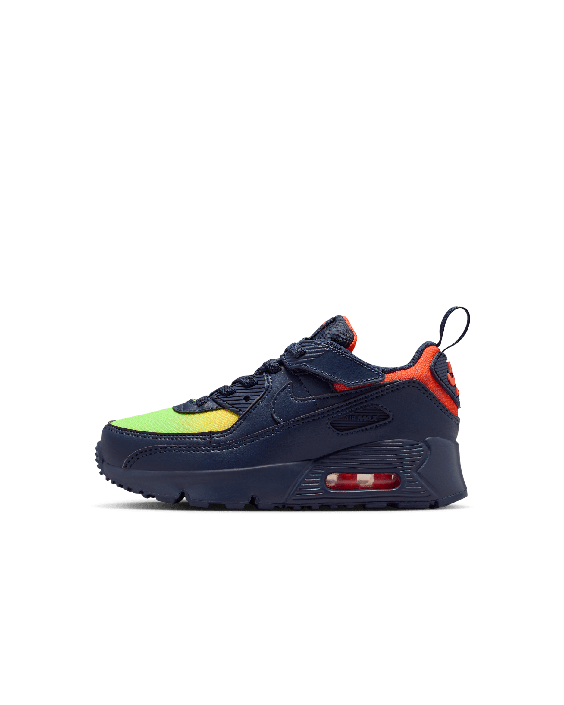 Nike Air Max 90 EasyOn Küçük Çocuk Ayakkabısı - Lemon Venom/Hyper Crimson/Laser Orange/Blackened Blue