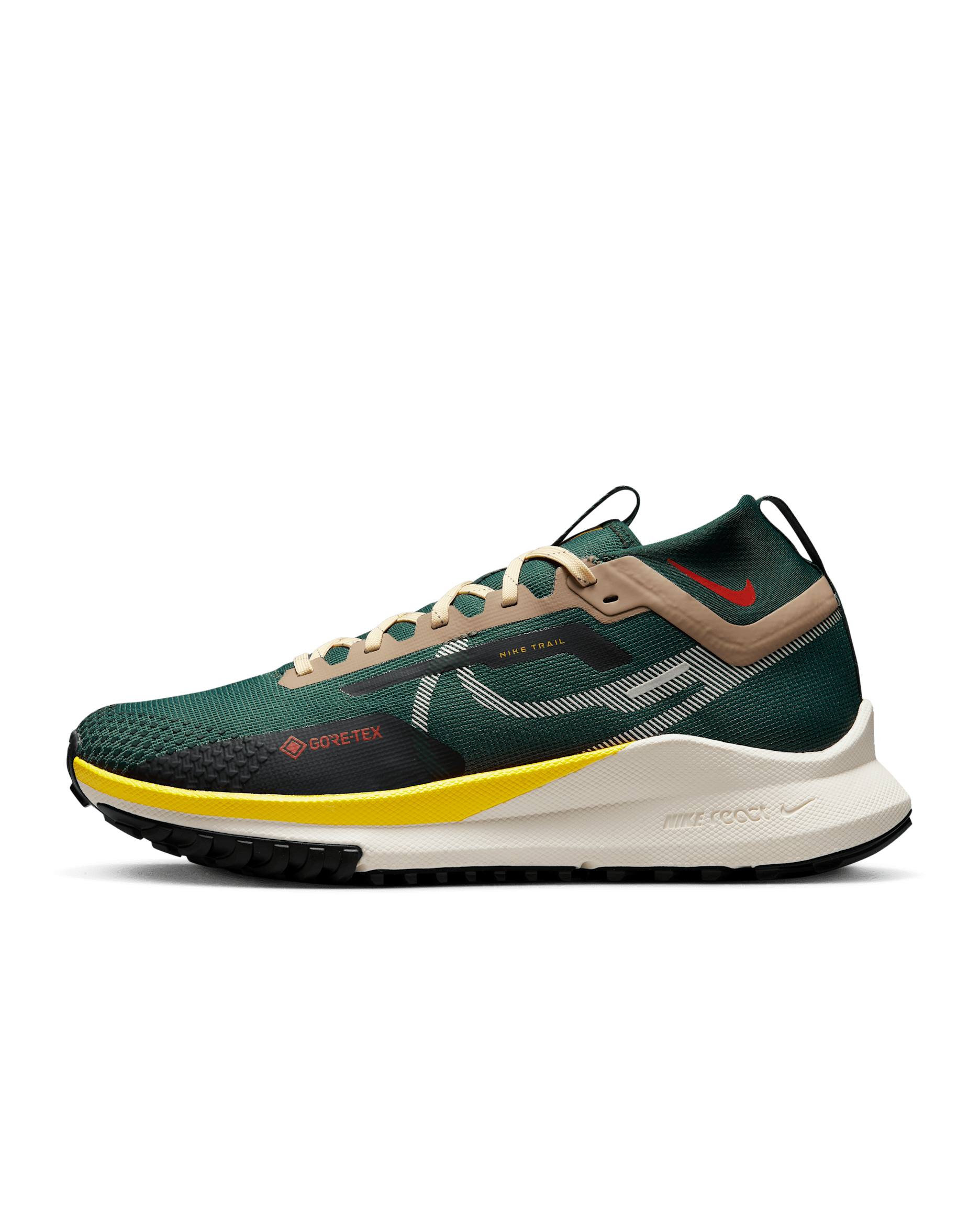 Nike Pegasus Trail 4 GORE-TEX Men's Waterproof Trail-Running Shoes - Noble Green/Pro Green/Sail/Picante Red