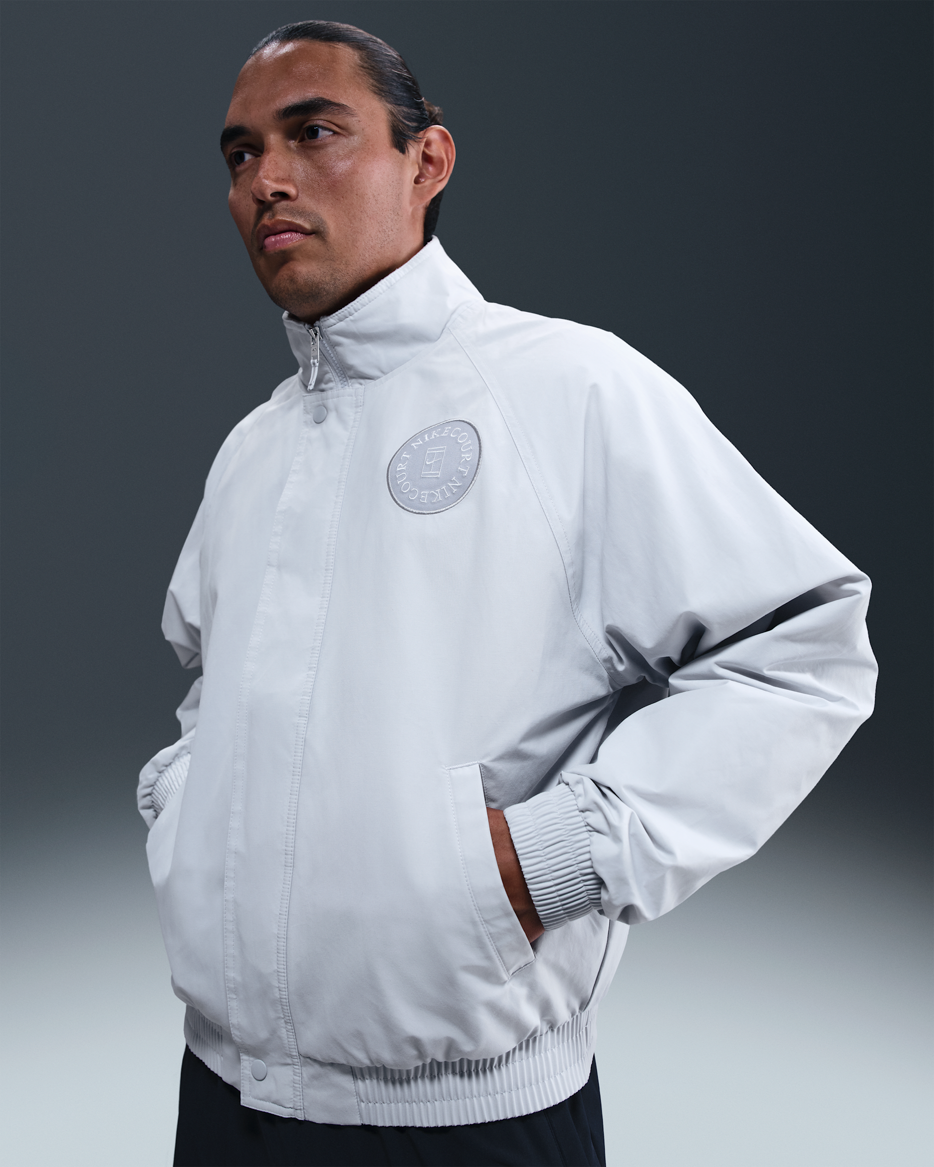 NikeCourt Heritage Men's Tennis Jacket - Pure Platinum/Wolf Grey