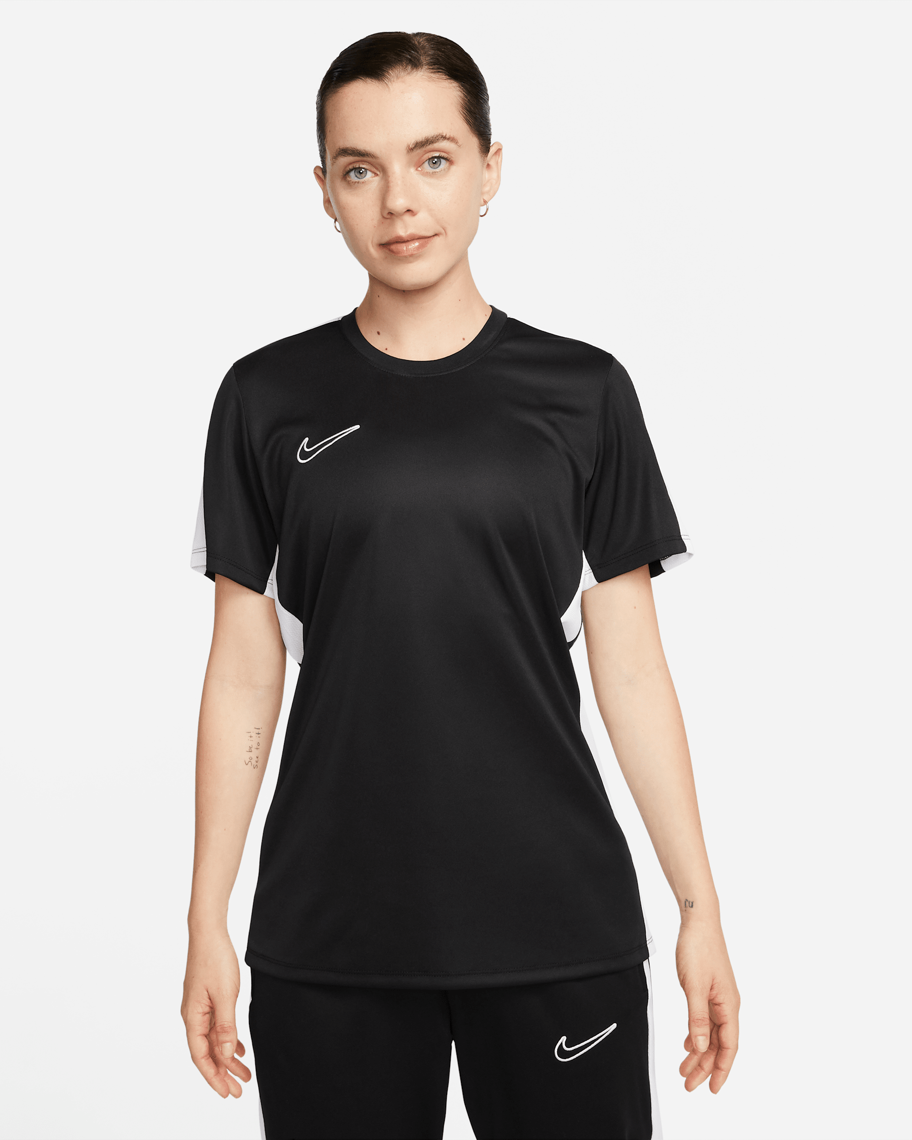 Nike Dri-FIT Academy Women's Short-Sleeve Soccer Top - Black/White/White