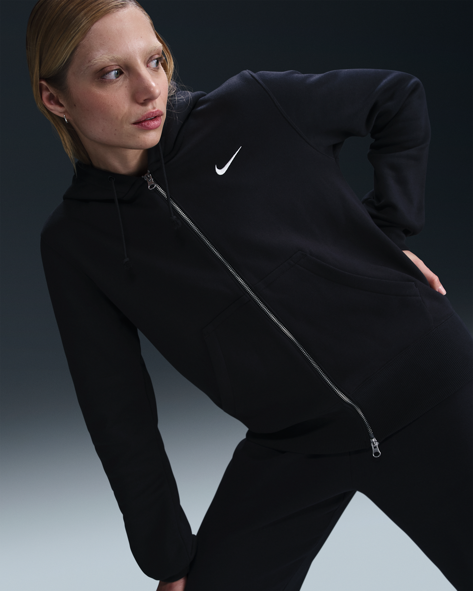 Nike Sportswear Phoenix Fleece Women's Full-Zip Hoodie - Black/Sail