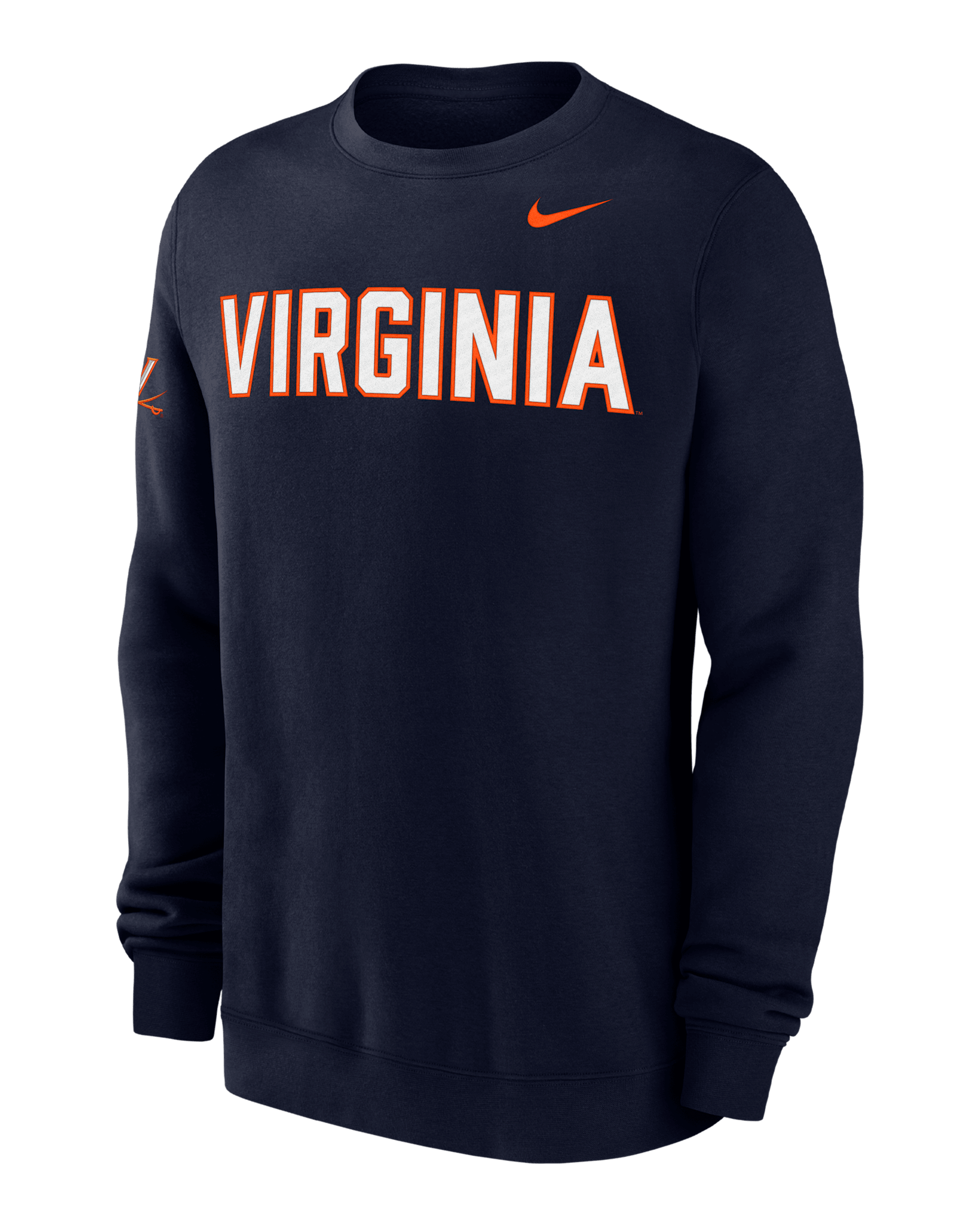 Sudadera de cuello redondo universitaria Nike para hombre Virginia Club Fleece - Azul marino universitario