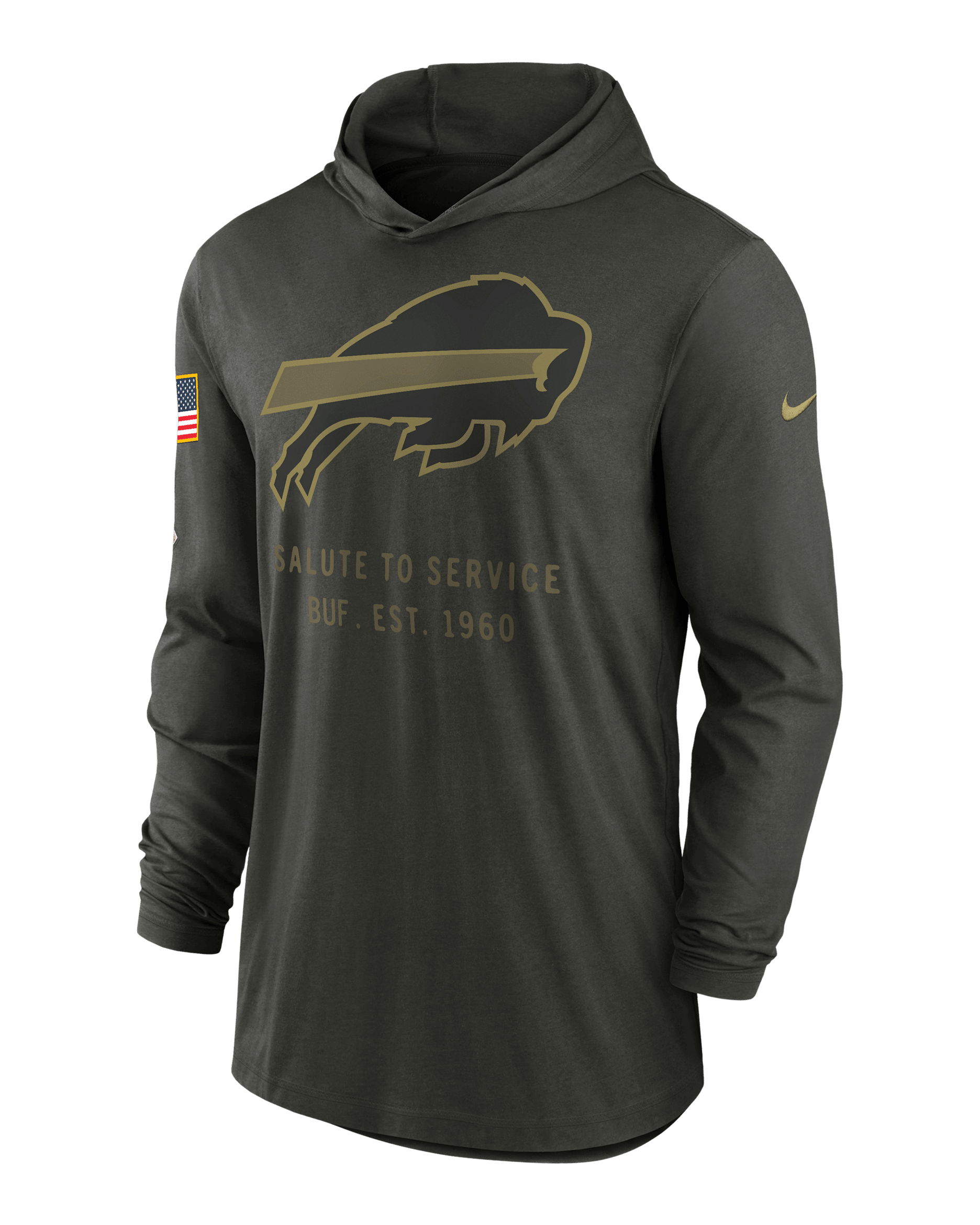 Buffalo Bills Salute to Service Sideline Men’s Nike Dri-FIT NFL Long-Sleeve Hooded Top - Sequoia