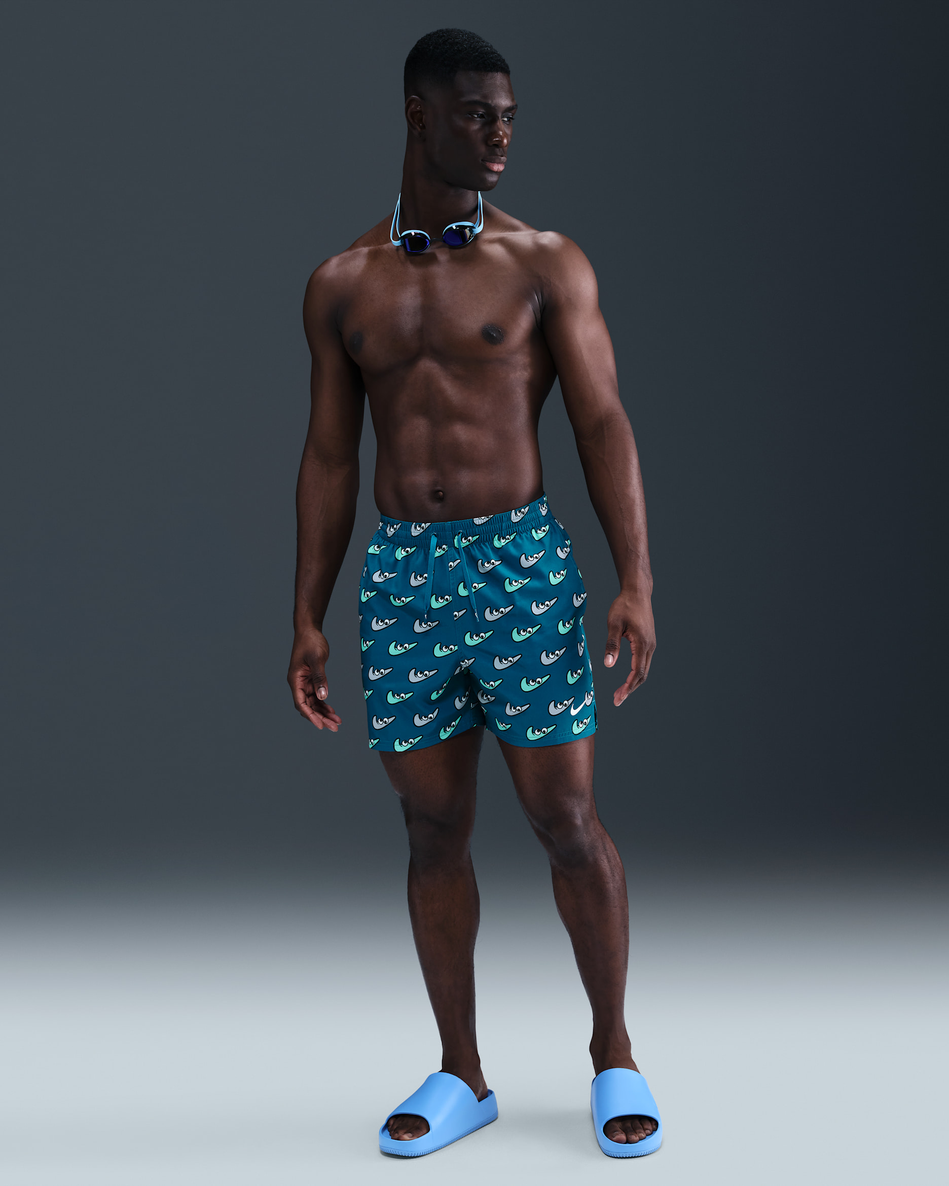 Shorts Volley de 13 cm con forro de ropa interior para hombre Nike Swim Breaker - Verde abismo/Blanco