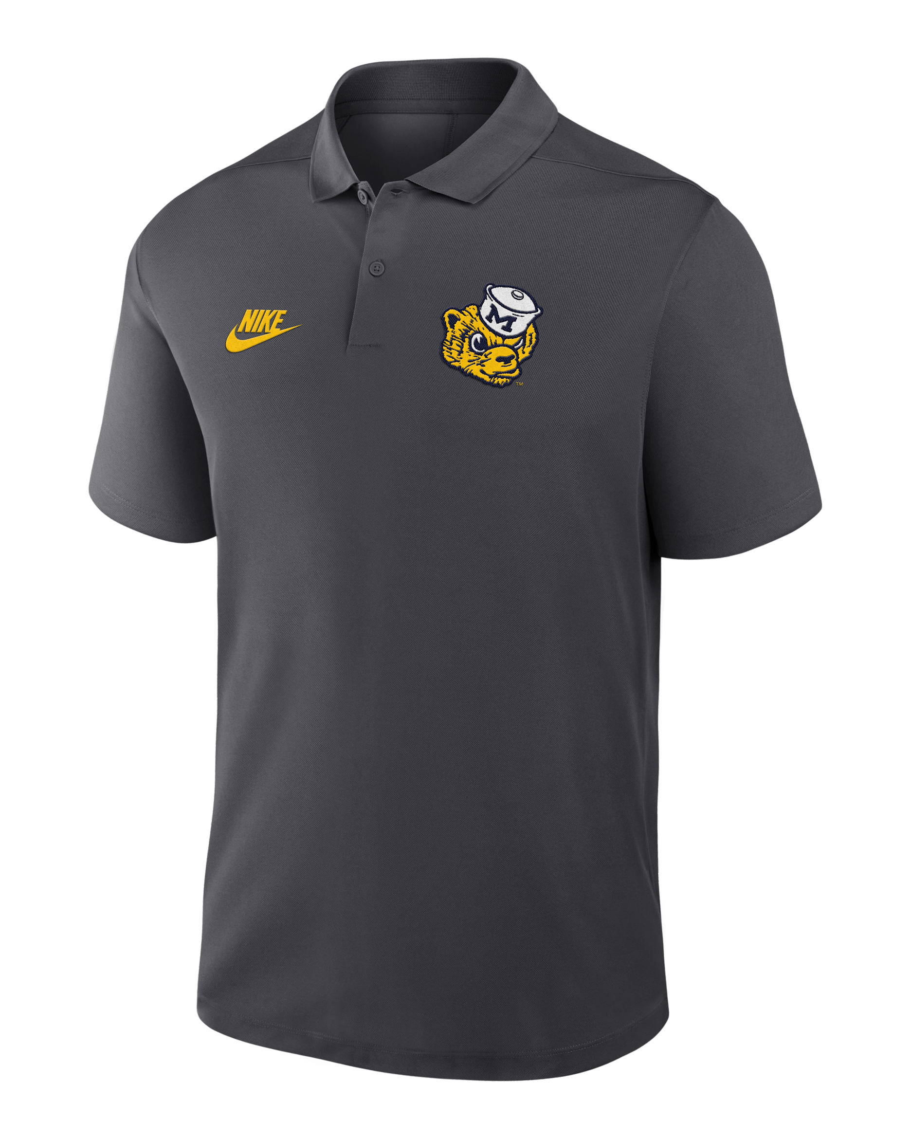 Michigan Primetime Victory Legacy Vault Logo Men's Nike Dri-FIT College Polo - Anthracite