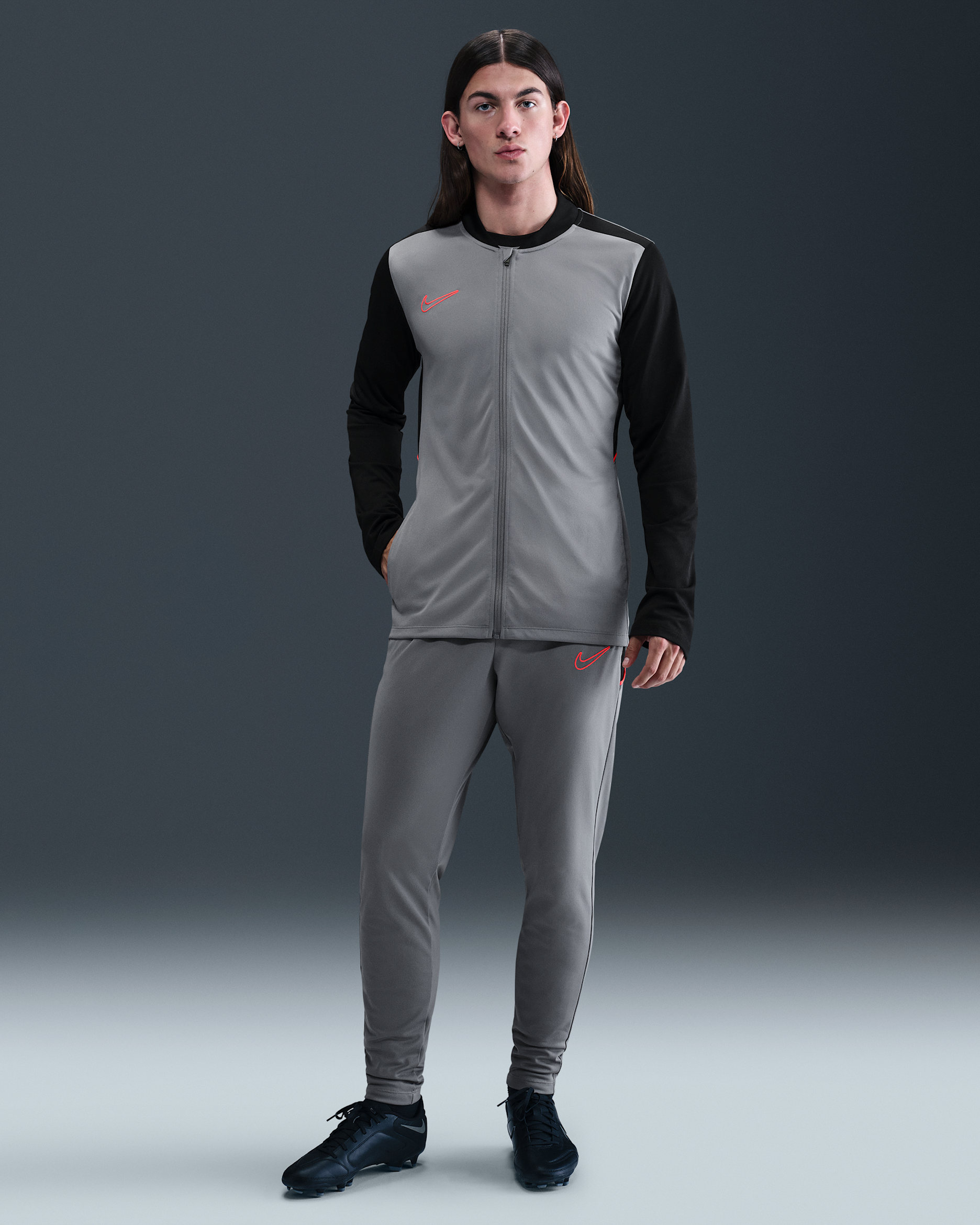 Nike Academy Men's Dri-FIT Football Tracksuit - Cool Grey/Black/Bright Crimson