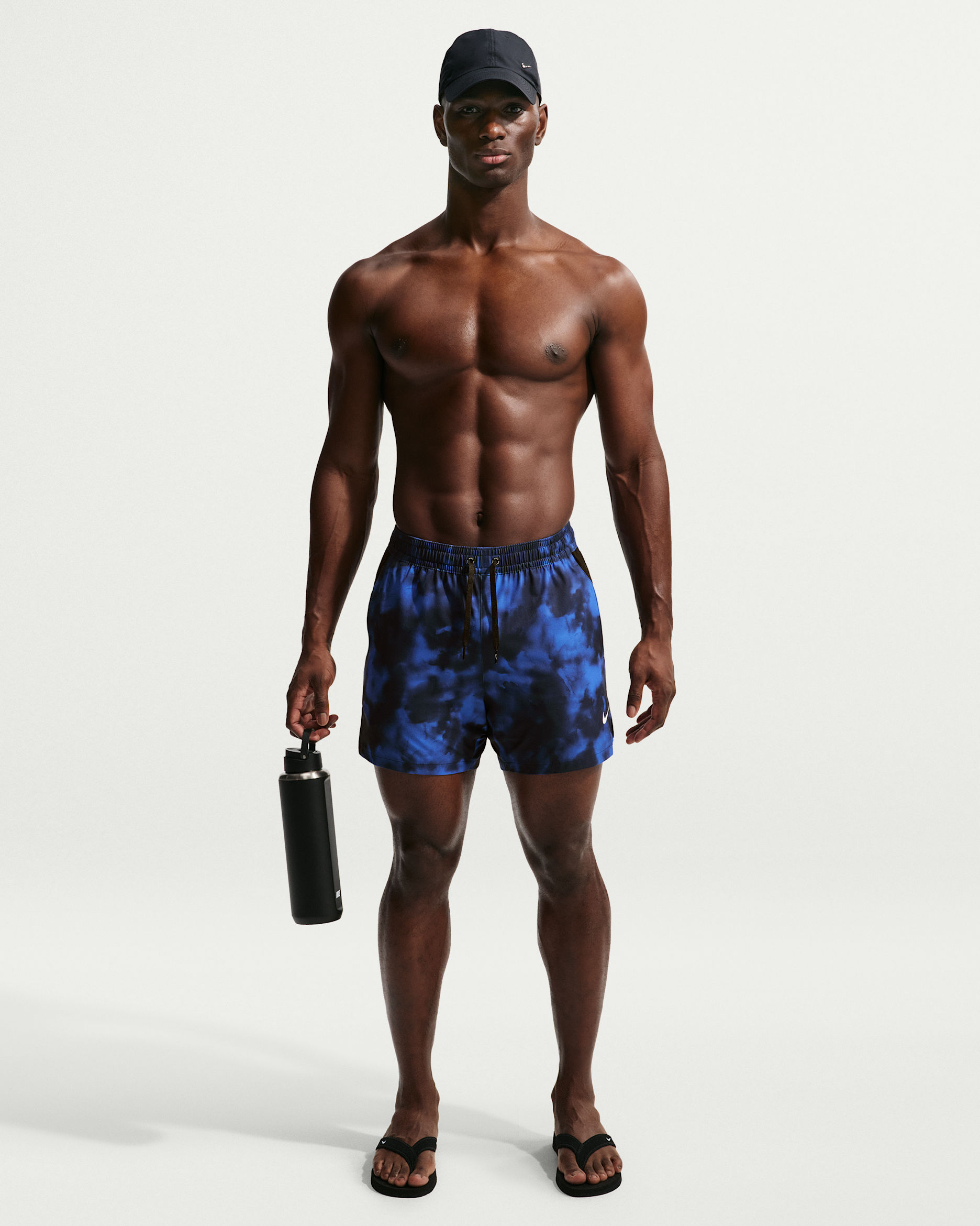 Shorts de playa o alberca con forro interior de 13 cm para hombre Nike Swim Contend - Azul marino medianoche/Negro/Negro/Blanco