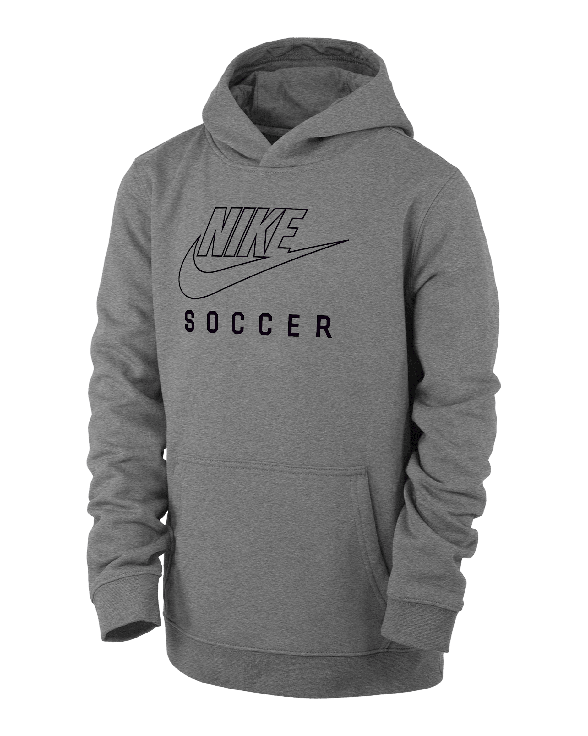 Nike Swoosh Club Fleece Big Kids' Soccer Pullover Hoodie - Dark Grey Heather