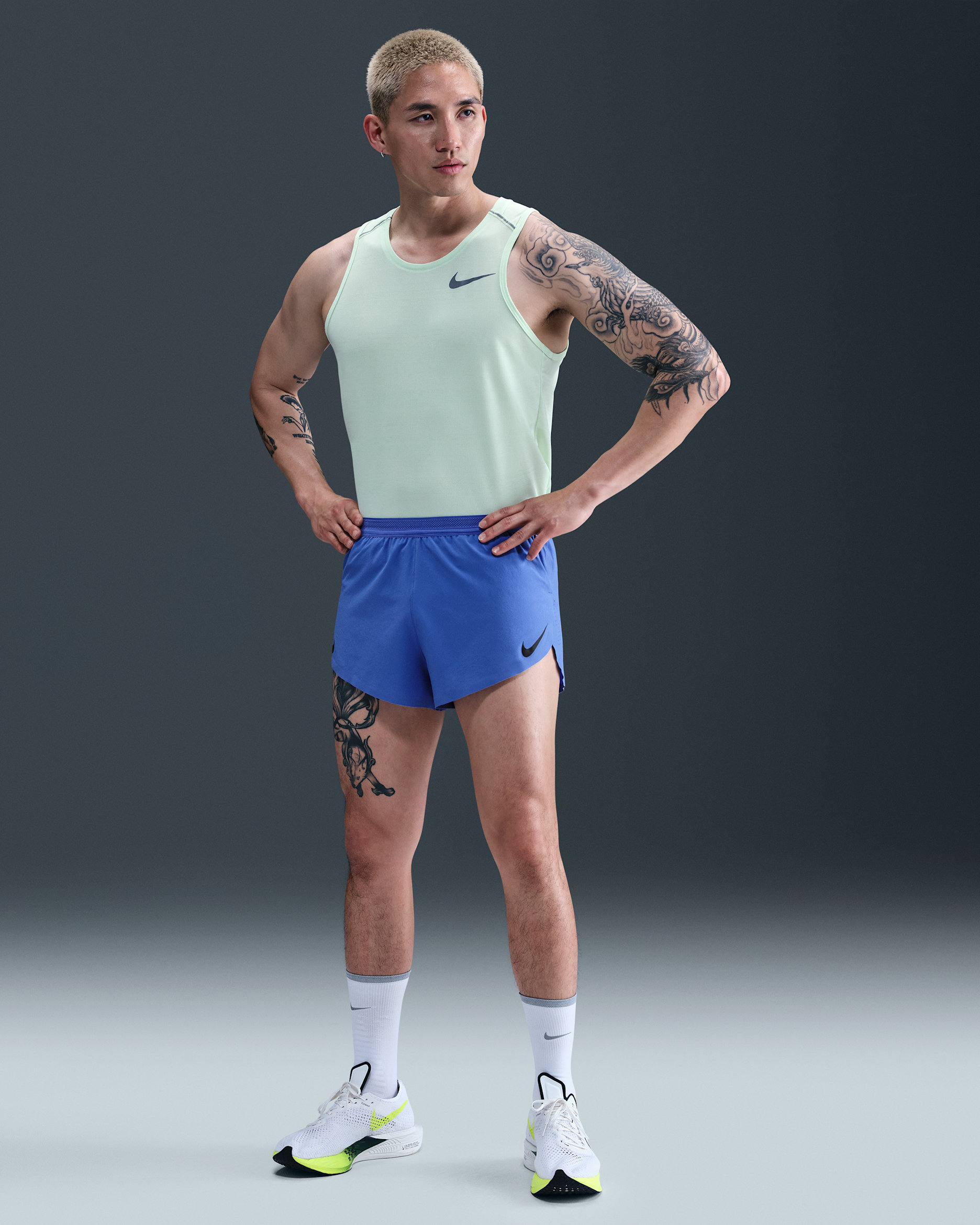 ナイキ エアロスイフト メンズ Dri-FIT ADV 5cm ランニングショートパンツ (インナー付き) - コメットブルー/ブラック