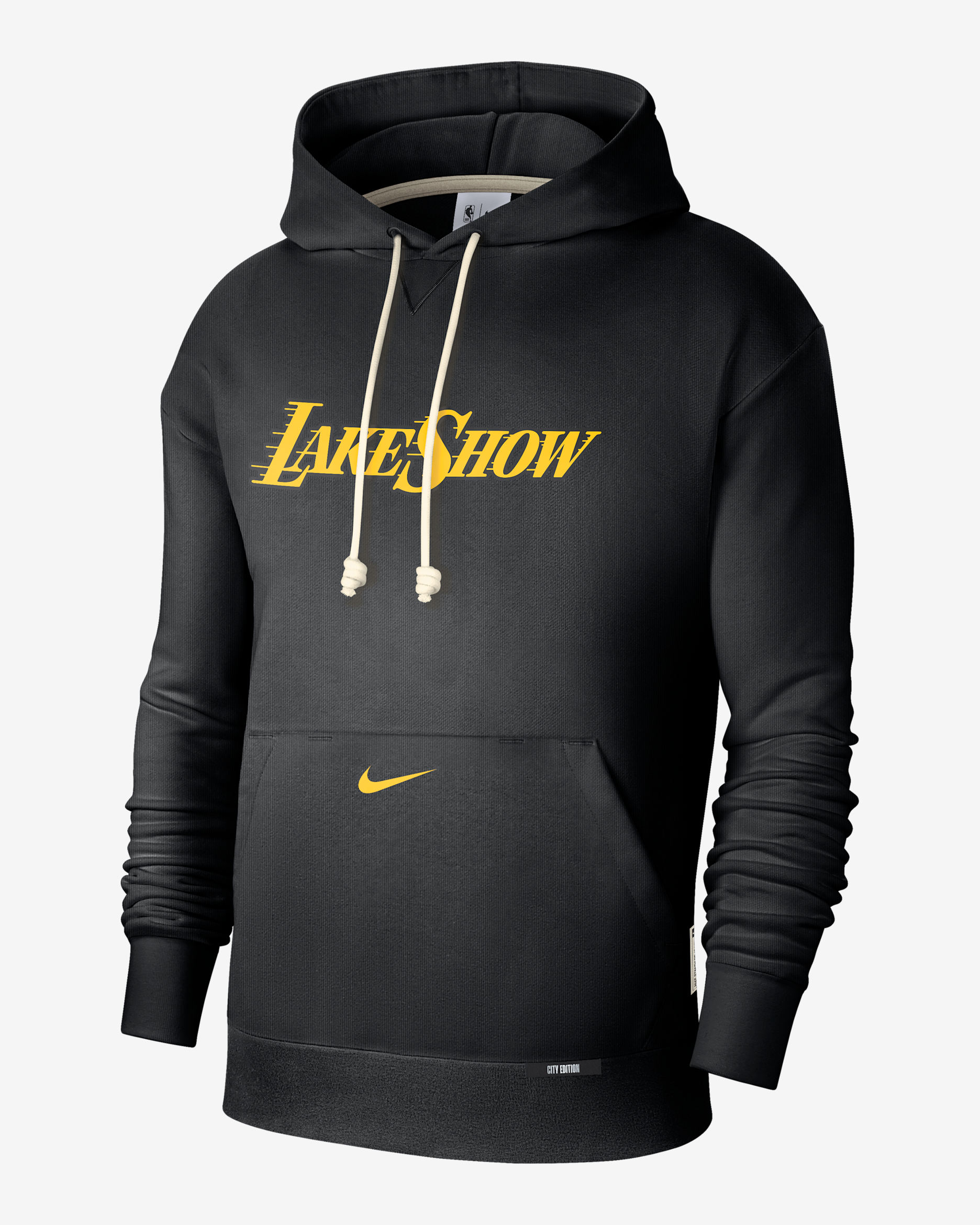 Los Angeles Lakers Standard Issue City Edition Men's Nike Dri-FIT NBA Courtside Hoodie - Black/Amarillo