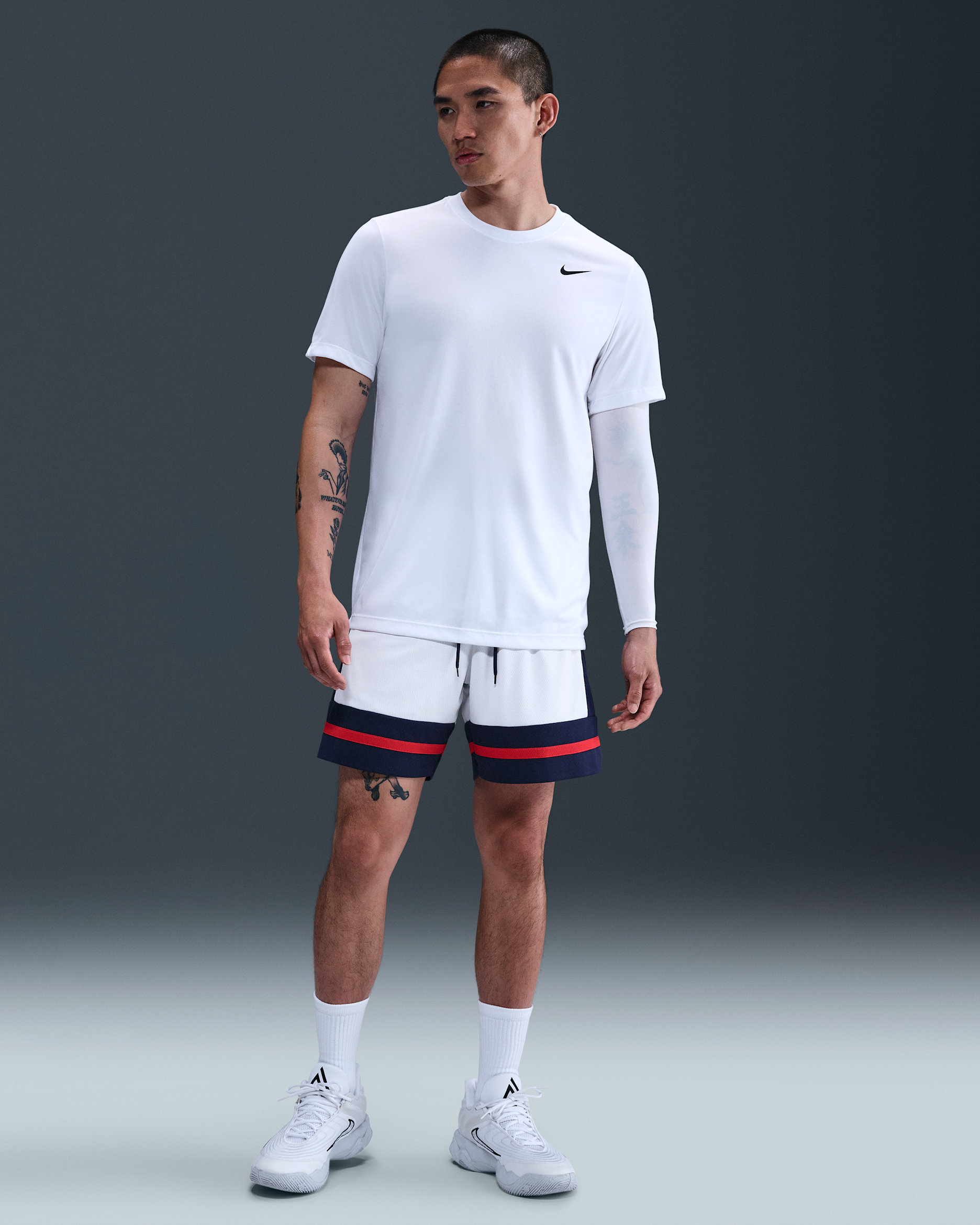 Nike Men's Dri-FIT 8" Basketball Shorts - White/Midnight Navy/University Red/Black