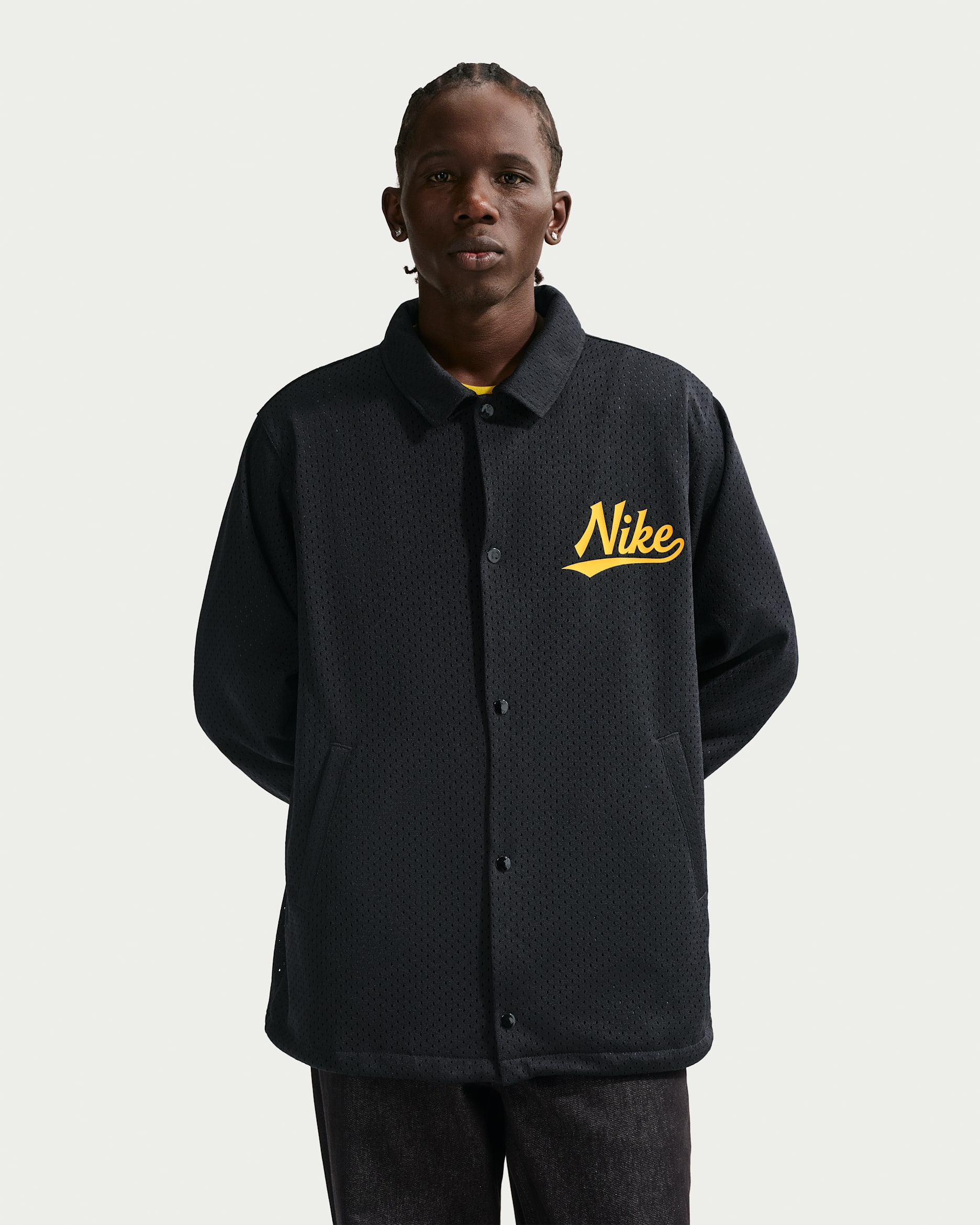 Nike Sportswear Club Men's Coaches Jacket - Black/Saffron Quartz