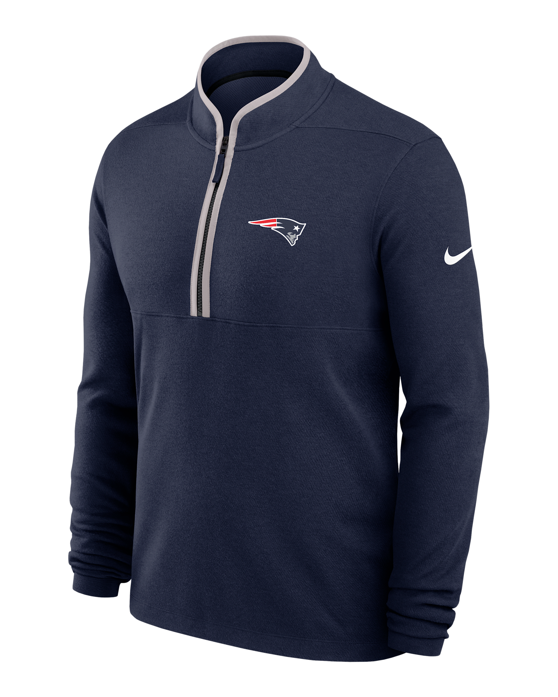 New England Patriots Logo Victory Men's Nike Dri-FIT NFL 1/2-Zip Long-Sleeve Top - Navy
