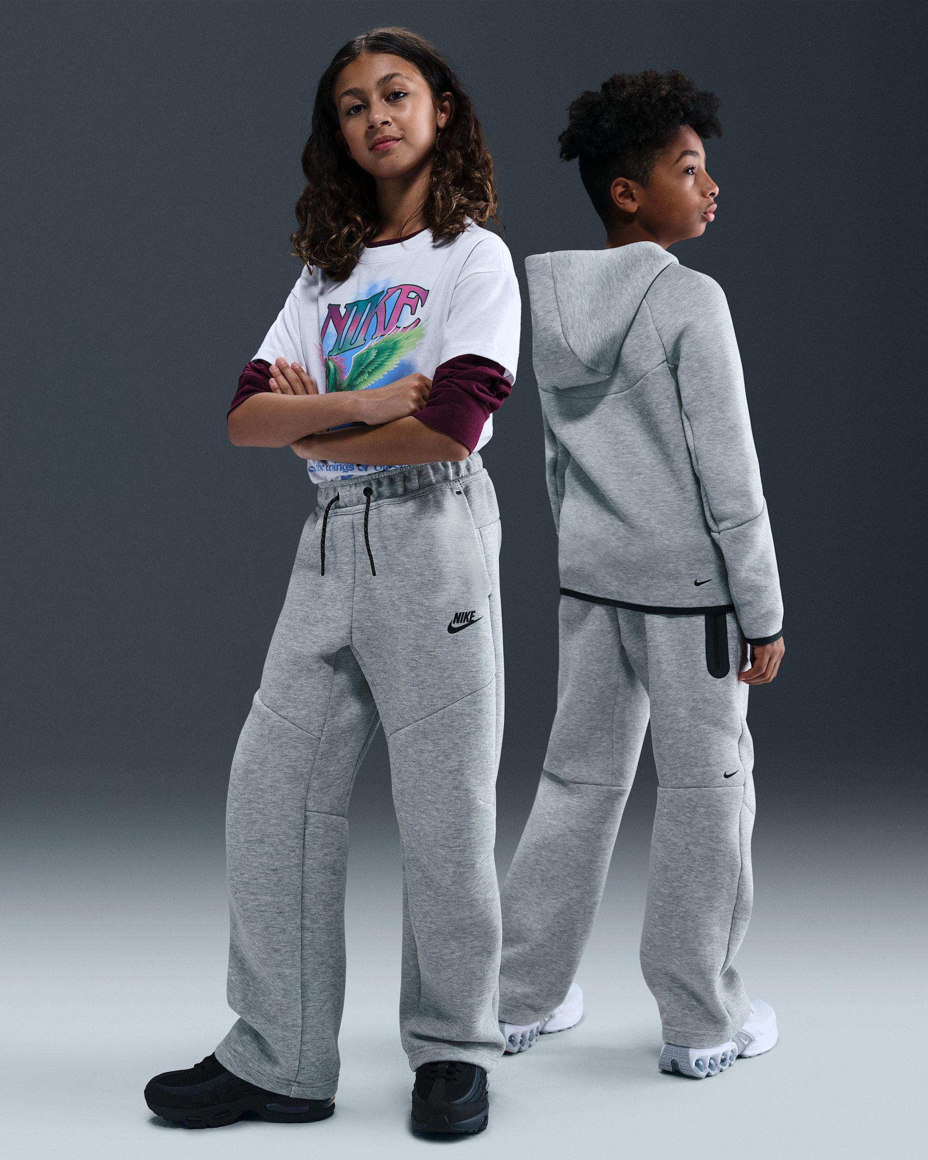 Nike Sportswear Tech Fleece Big Kids' (Boys') Open-Hem Pants - Dark Grey Heather/Black/Black