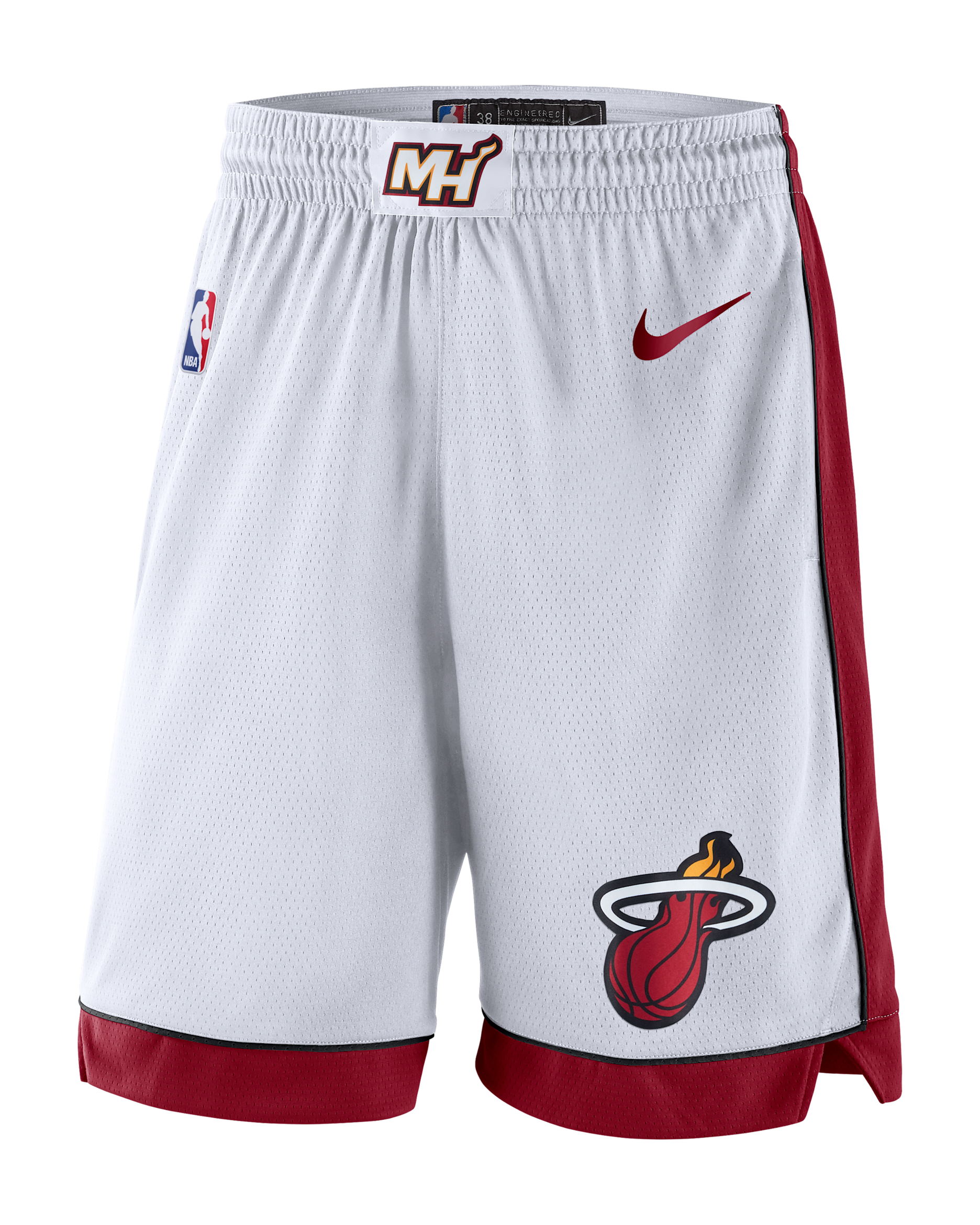 Miami Heat Nike NBA Swingman Shorts für Herren - Weiß/Tough Red/Tough Red