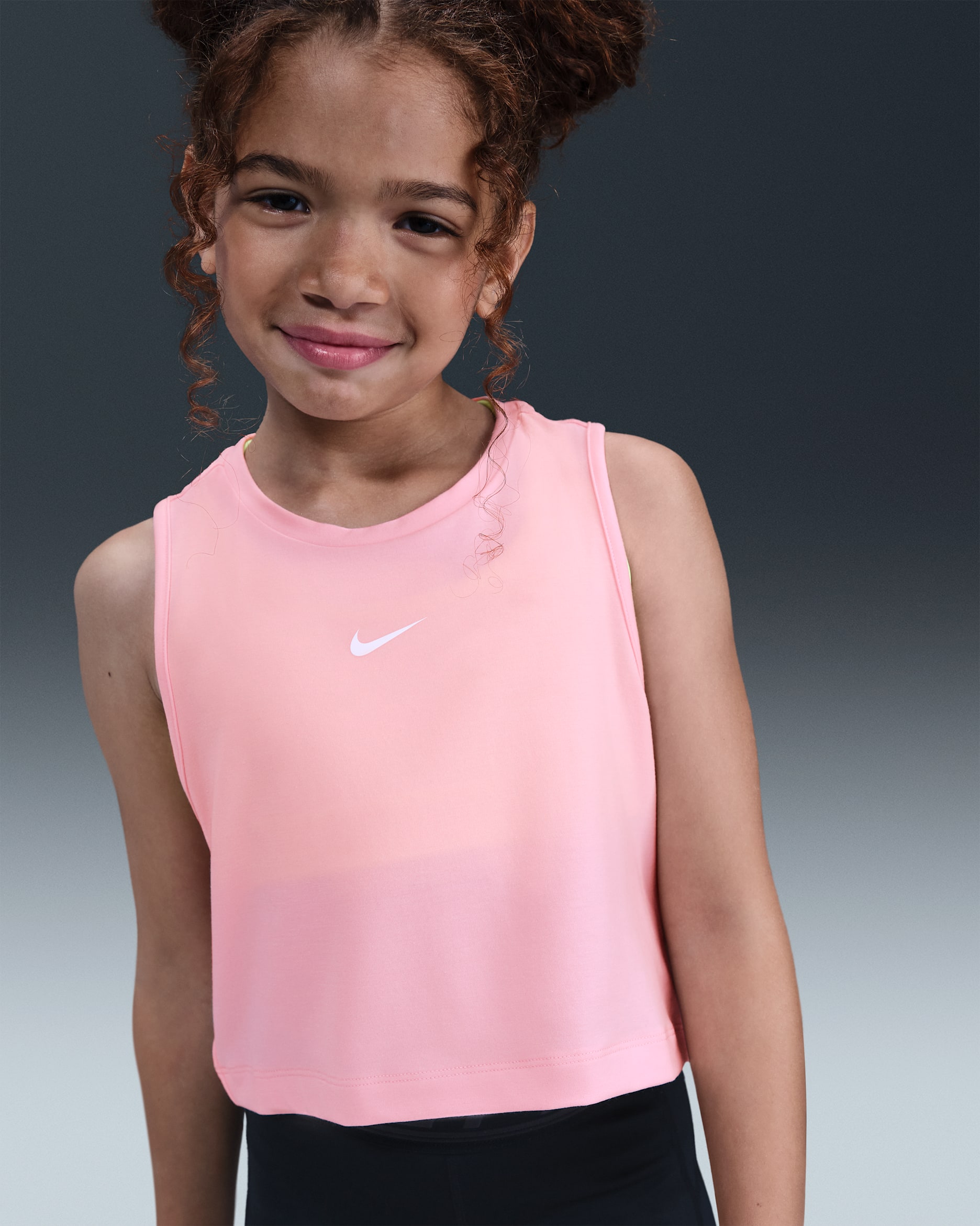 Nike Pro Girls' Dri-FIT Training Tank Top - Medium Soft Pink/White