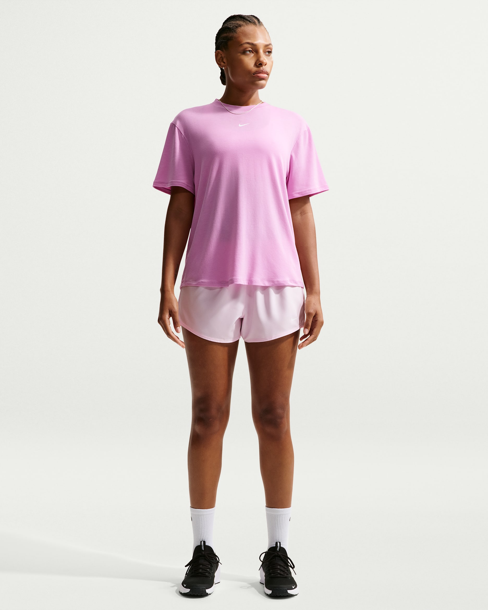 Nike One Women's Dri-FIT Mid-Rise 3" Brief-Lined Shorts - Pink Foam/White