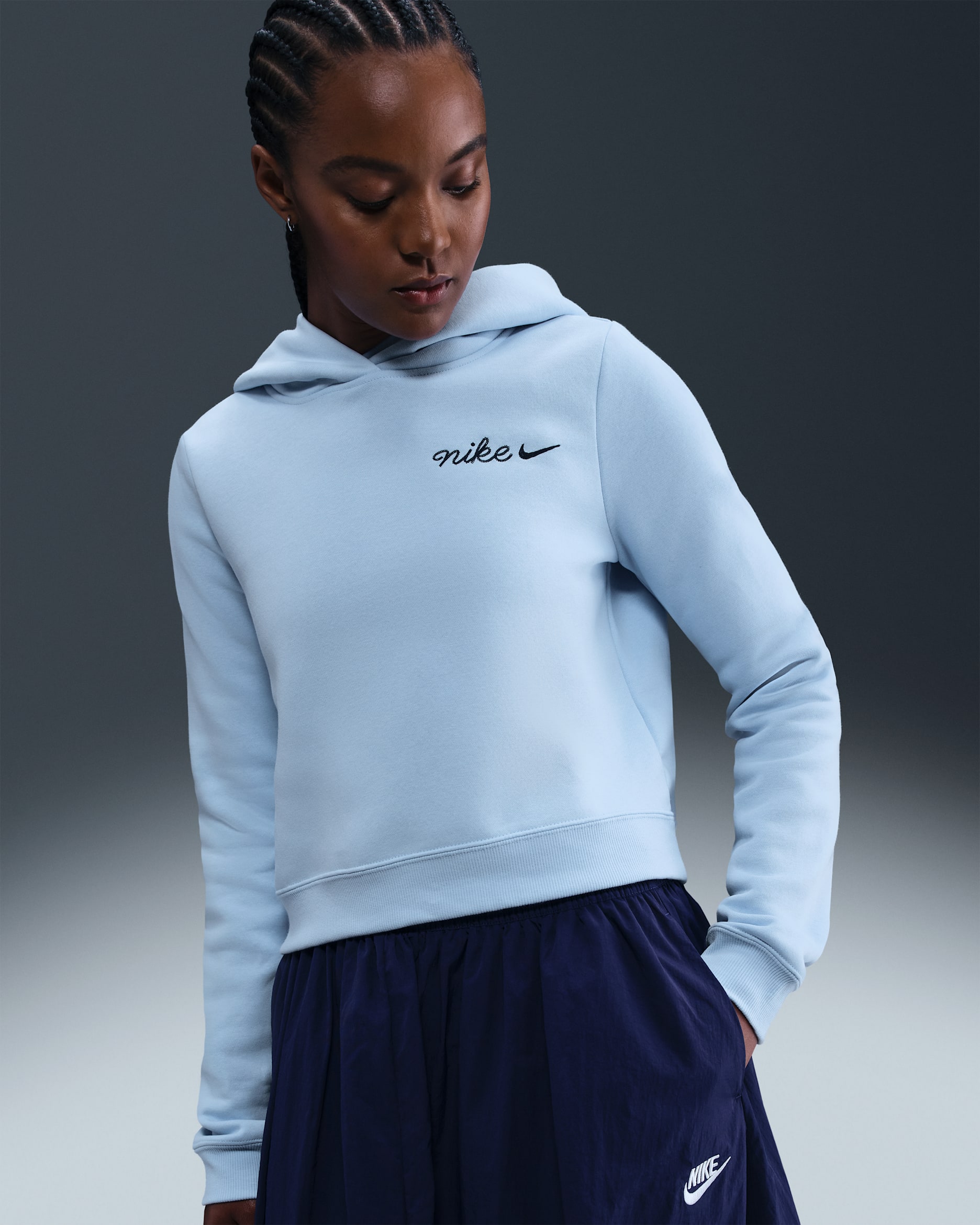 Nike Sportswear Phoenix Fleece Women's Shrunken Hoodie - Celestine Blue