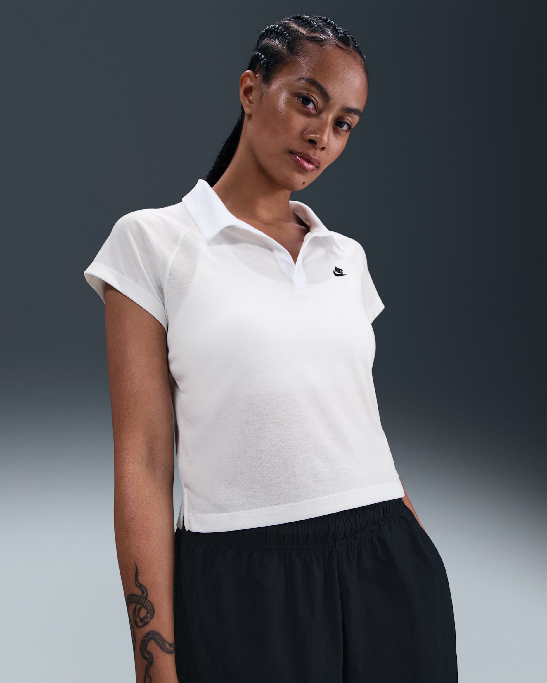 Nike Sportswear Women's Slim Retro Polo Top - Sail/White/Black