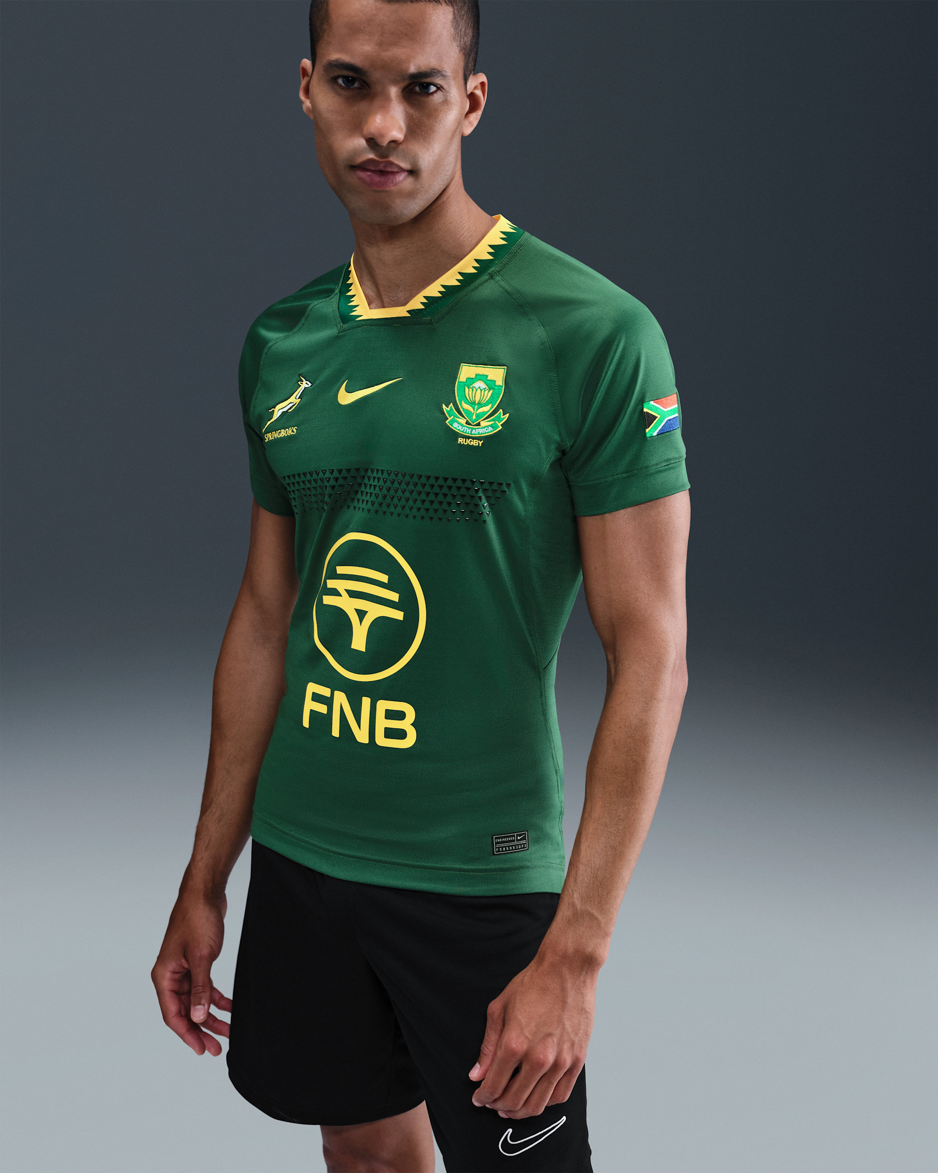 Primera equipació Match Springboks 2025/26 Samarreta de rugbi Authentic Nike - Home - Gorge Green/University Gold