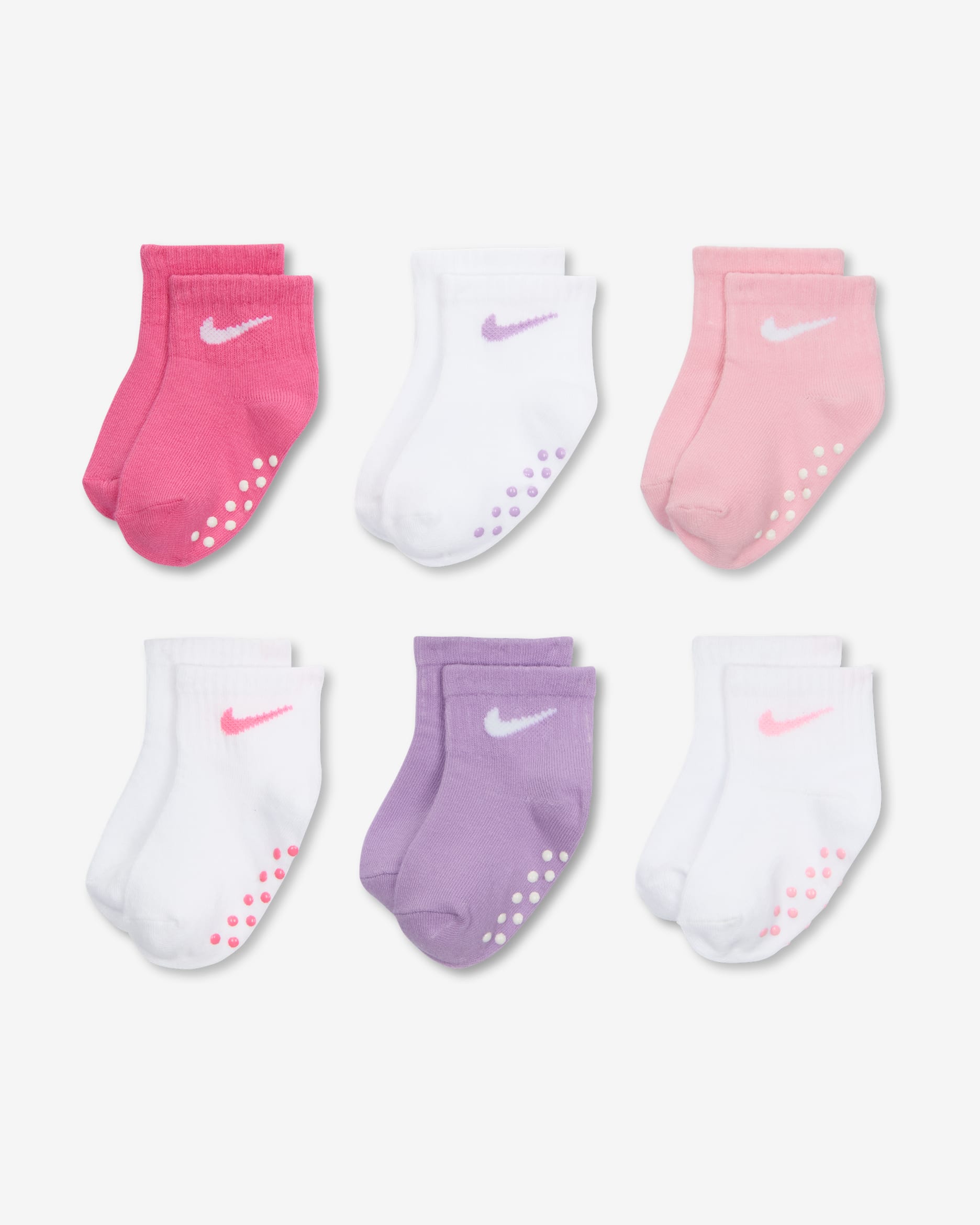 Nike Baby (12-24) Pop Colour Ankle Gripper Socks (6 Pairs) - Pink