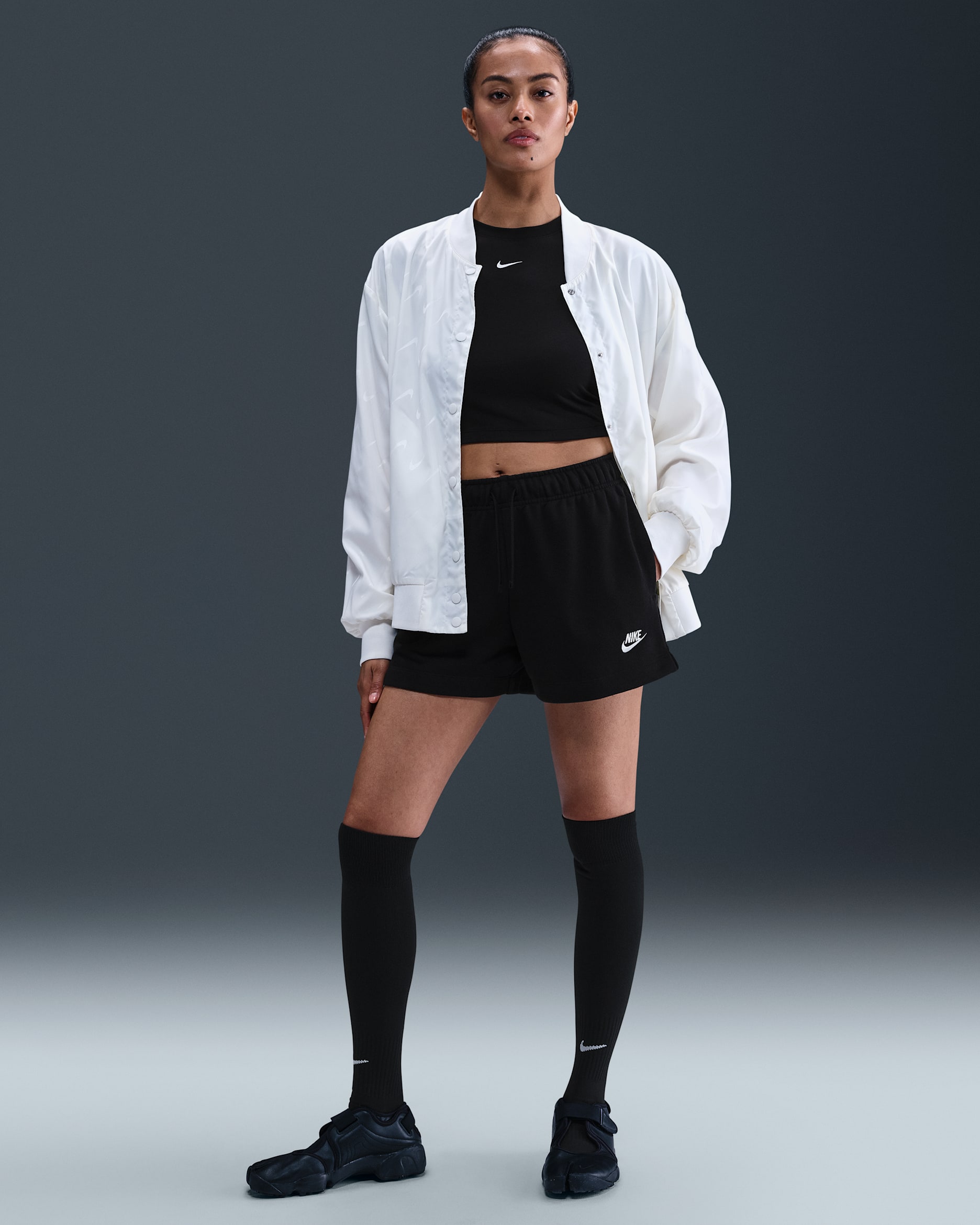 Nike Sportswear Club Fleece Women's Mid-Rise Shorts - Black/White