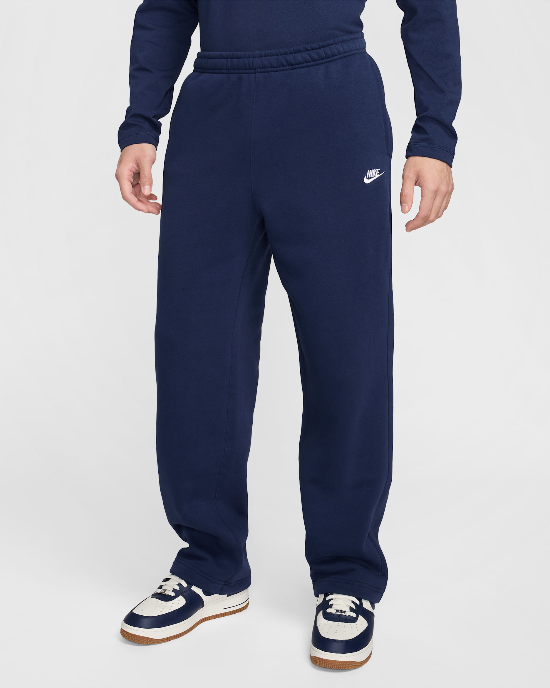 Nike Club Men's Fleece Bungee Pants - Midnight Navy/Midnight Navy/White