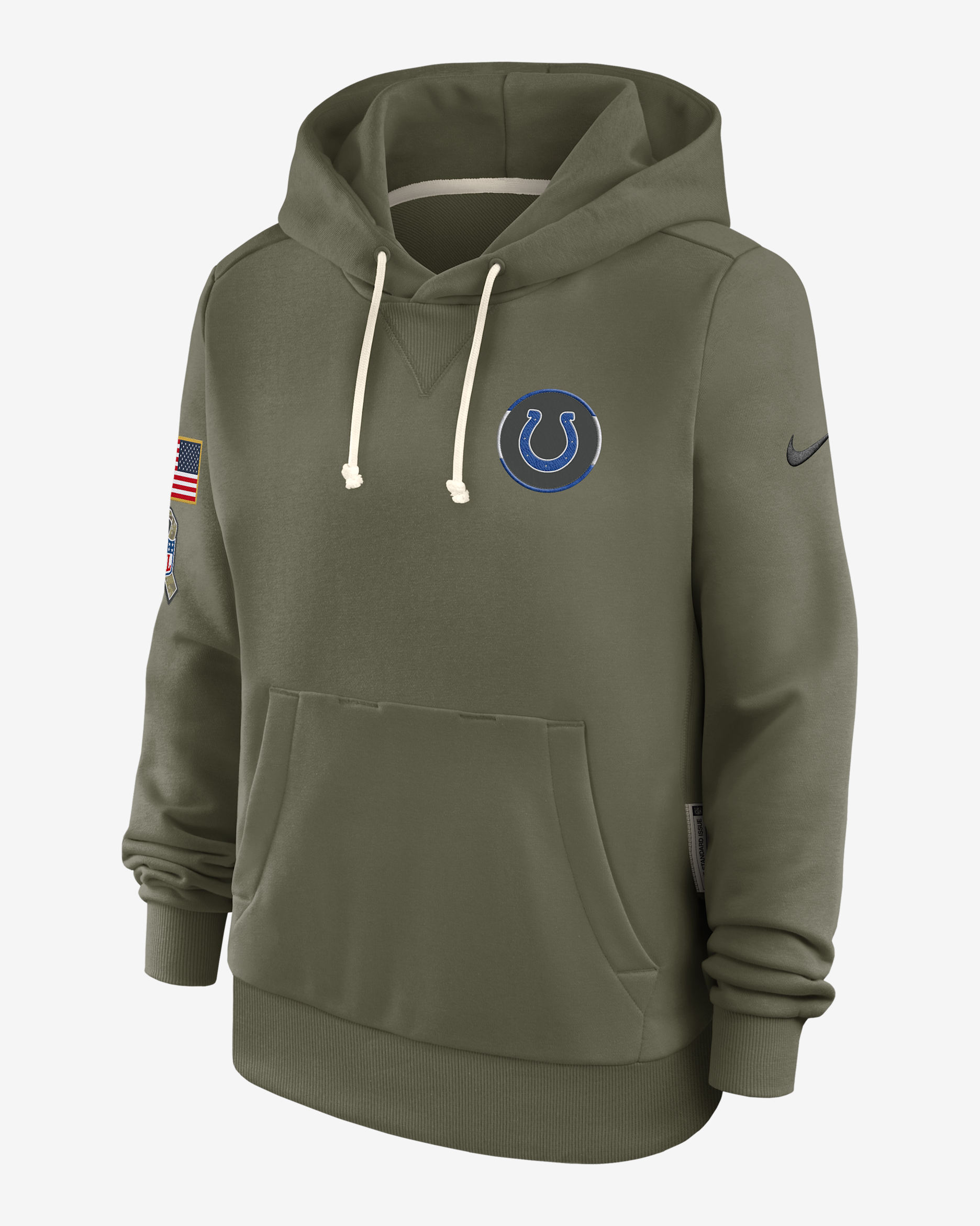Indianapolis Colts Salute to Service Sideline Women's Nike Dri-FIT NFL Pullover Hoodie - Olive