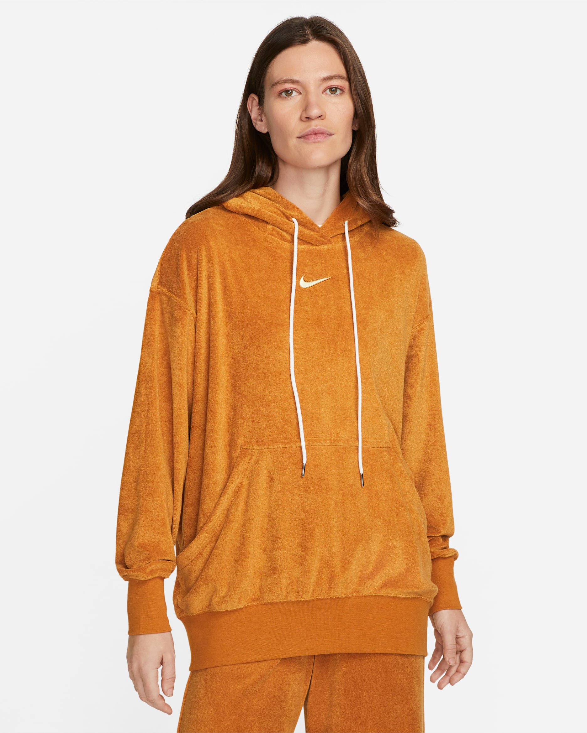 Nike Sportswear Women's Oversized Terry Pullover Hoodie - Desert Ochre/Citron Tint