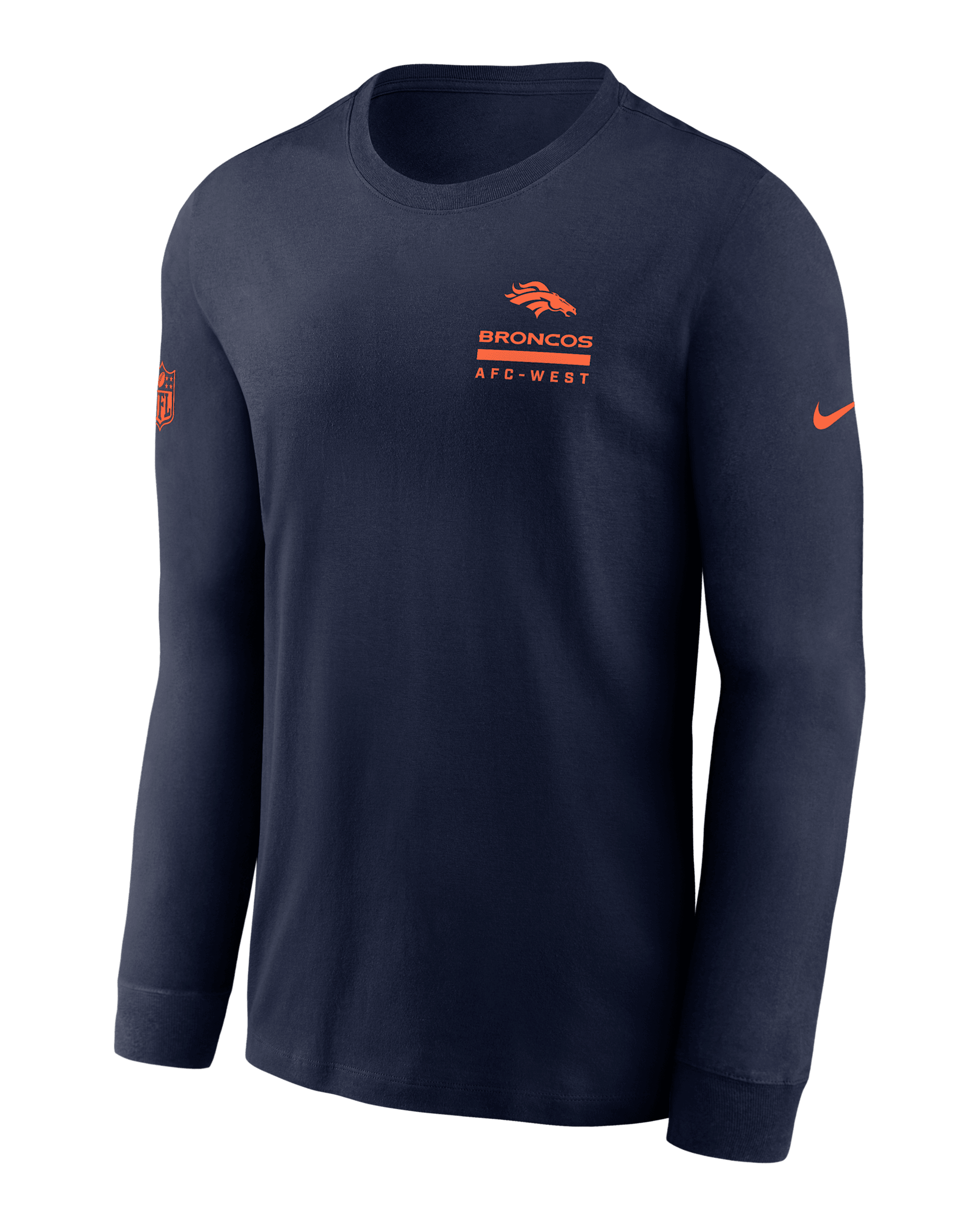Denver Broncos Sideline Team Issue Men's Nike Dri-FIT NFL Long-Sleeve T-Shirt - Navy