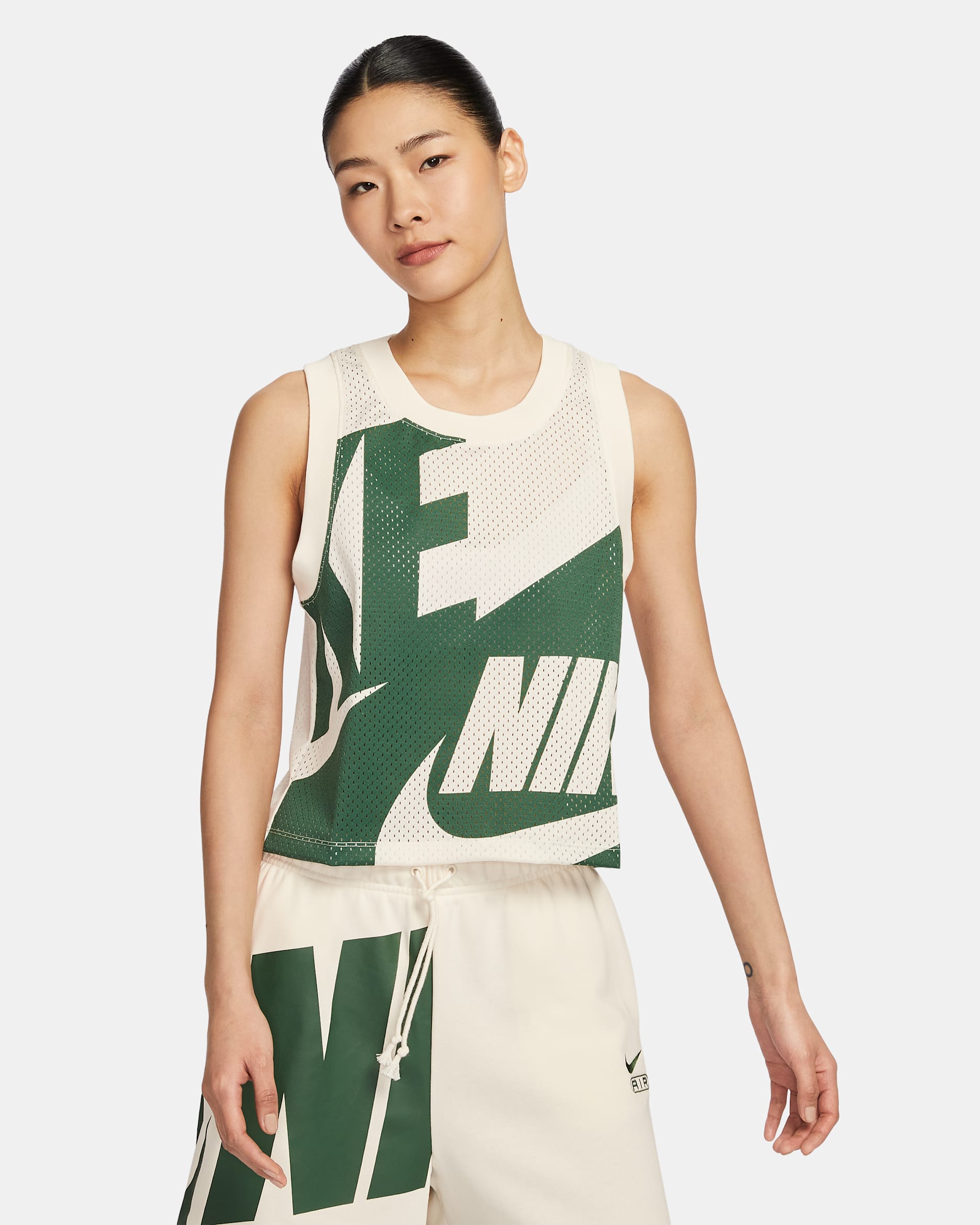 Nike Air Women's Mesh Tank Top - Pale Ivory/Fir
