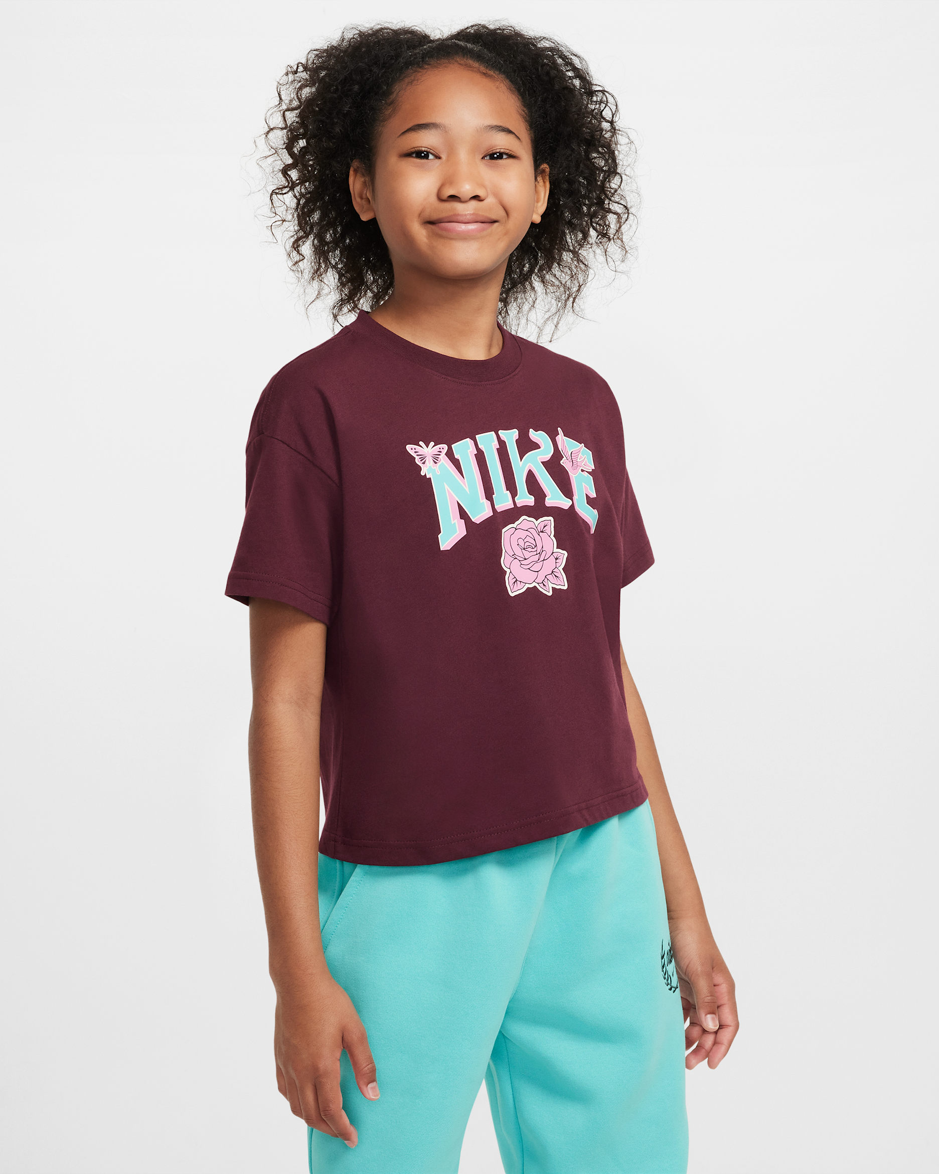 Nike Sportswear Older Kids' (Girls') T-Shirt - Burgundy Crush