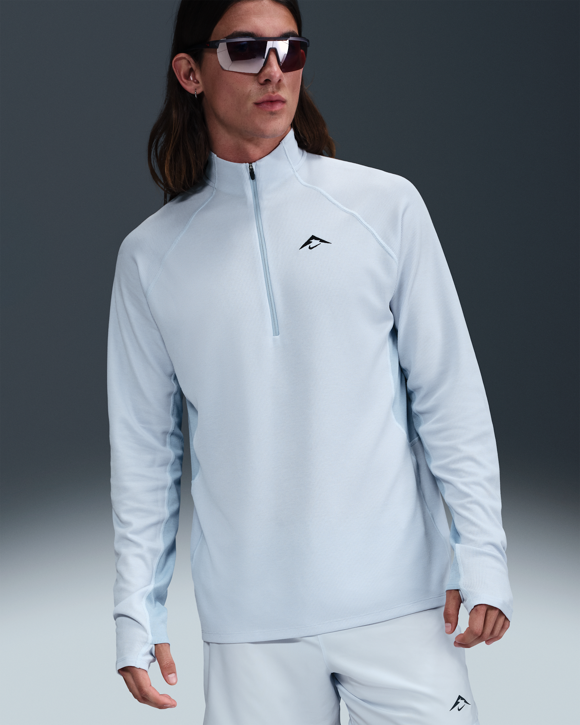 Nike Trail Men's Dri-FIT 1/2-Zip Mid Layer Top - Football Grey/Light Armory Blue/Black