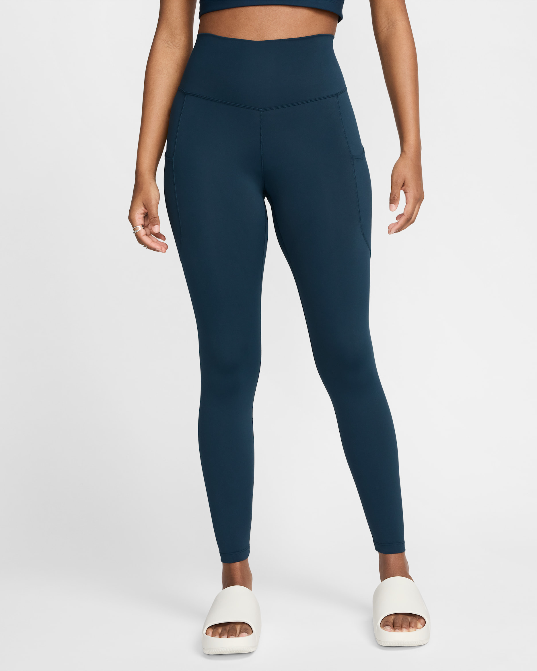 Nike One Women's High-Waisted 7/8 Leggings with Pockets - Armory Navy/Black
