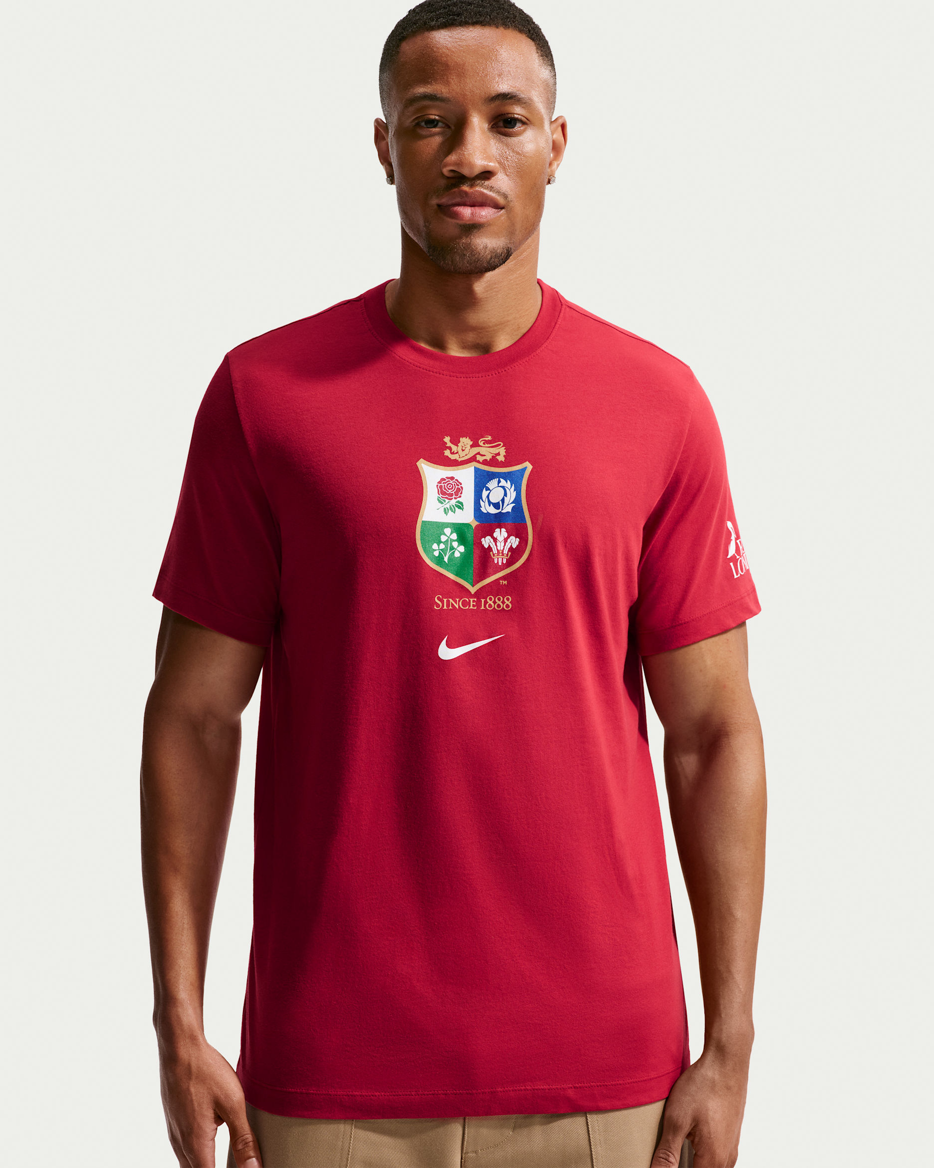 British & Irish Lions Nike Evergreen T-shirt til mænd - Pepper Red/hvid