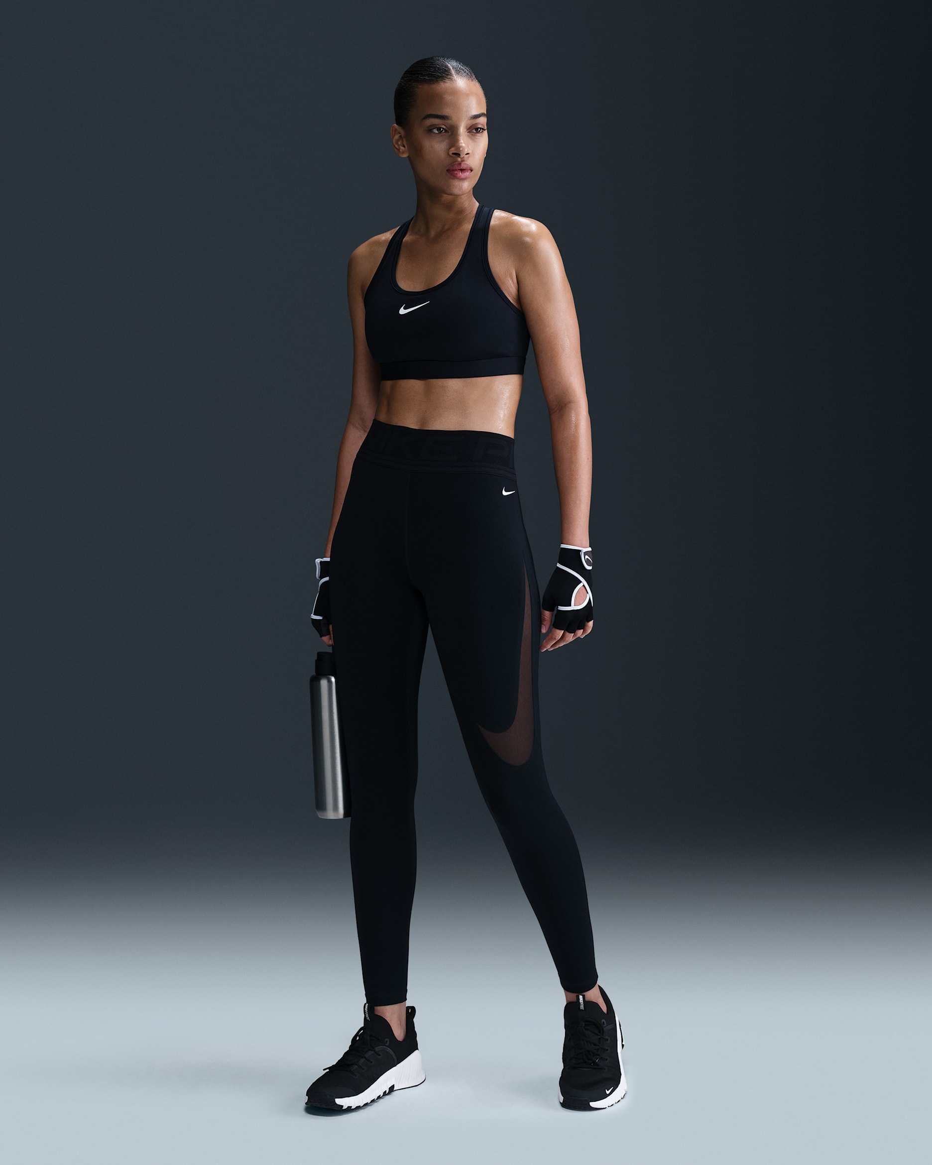 Leggings de tiro alto de largo completo para mujer Nike One Pro Sculpt - Negro/Blanco