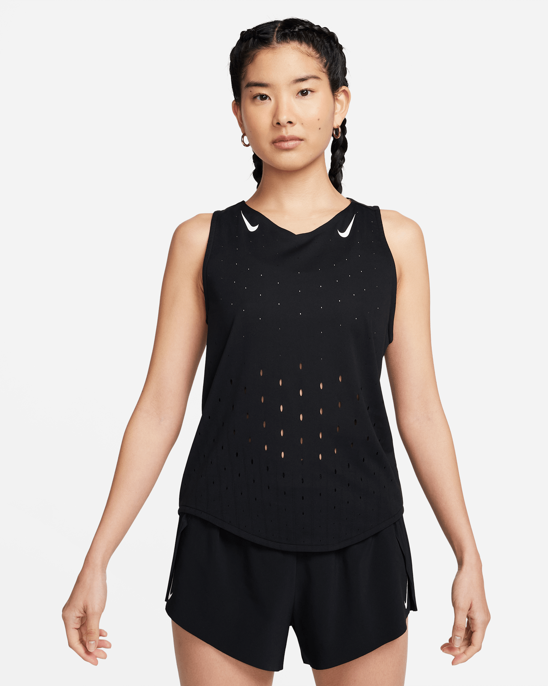 ナイキ エアロスイフト ウィメンズ Dri-FIT ADV ランニングシングレット - ブラック/ホワイト/ホワイト