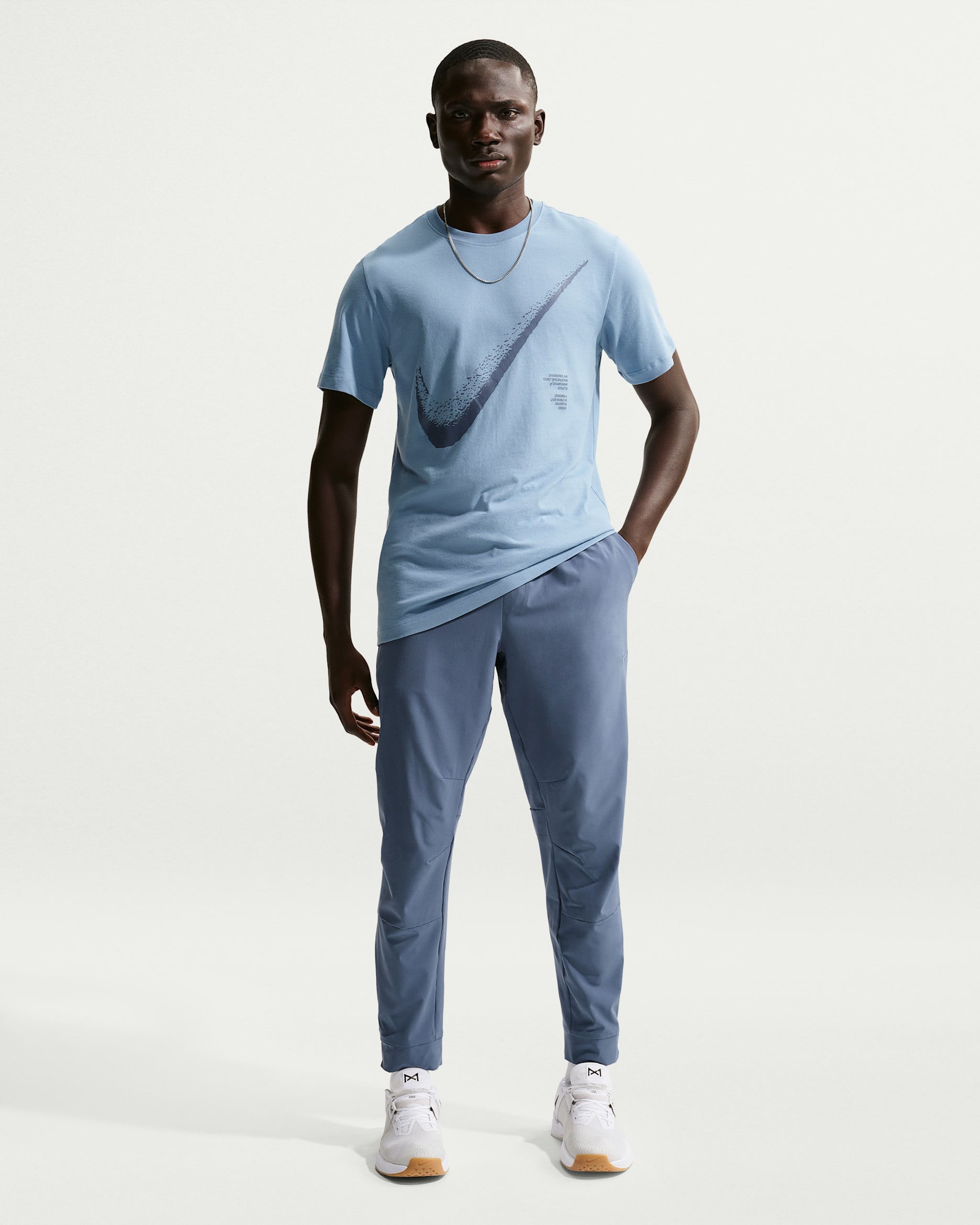 Nike Unlimited Dri-FIT veelzijdige herenbroek met ritsboord - Diffused Blue/Zwart/Diffused Blue