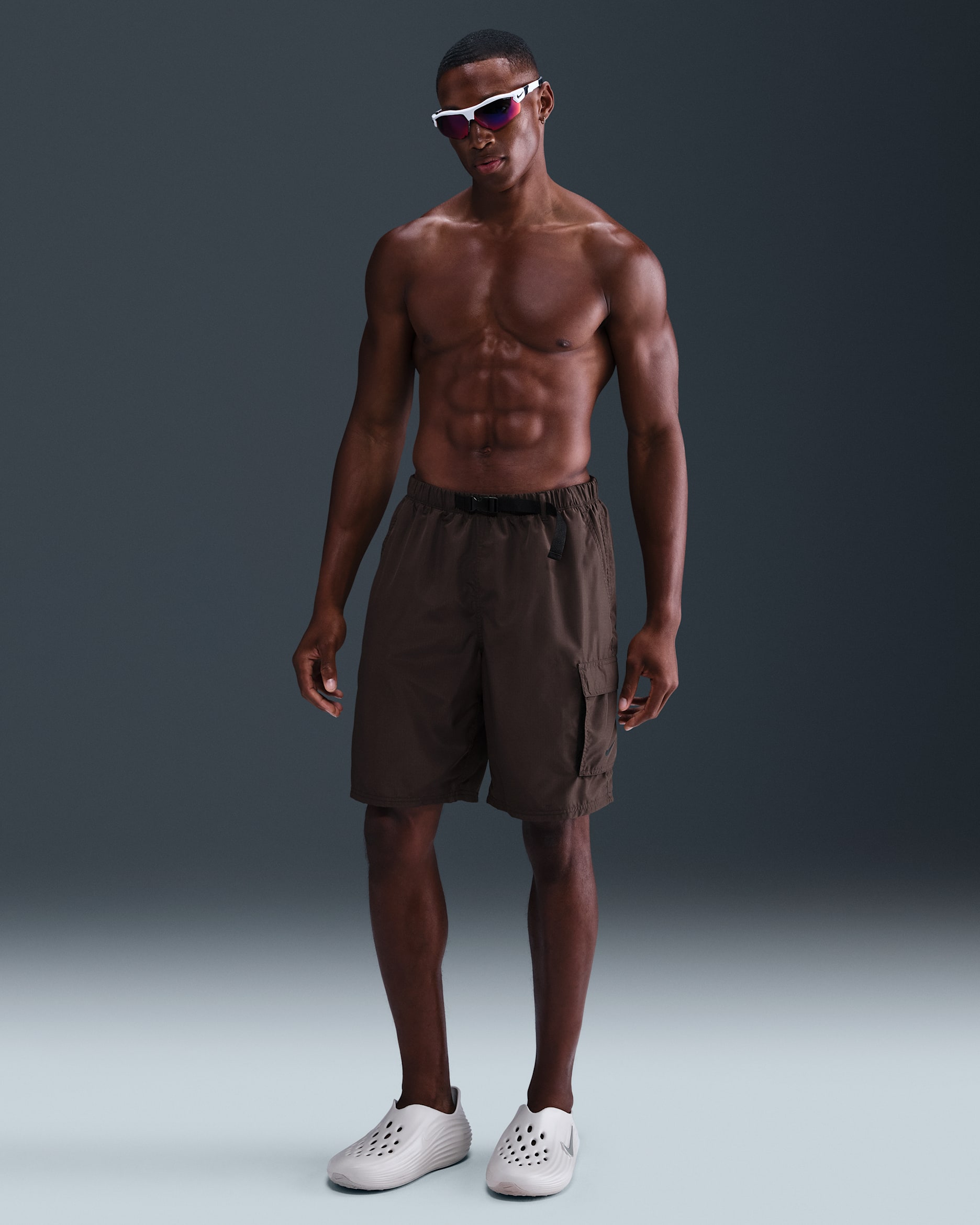 나이키 스윔 보야지 남성 9인치 풀리 라인드 카고 쇼츠 - 바로크 브라운/블랙