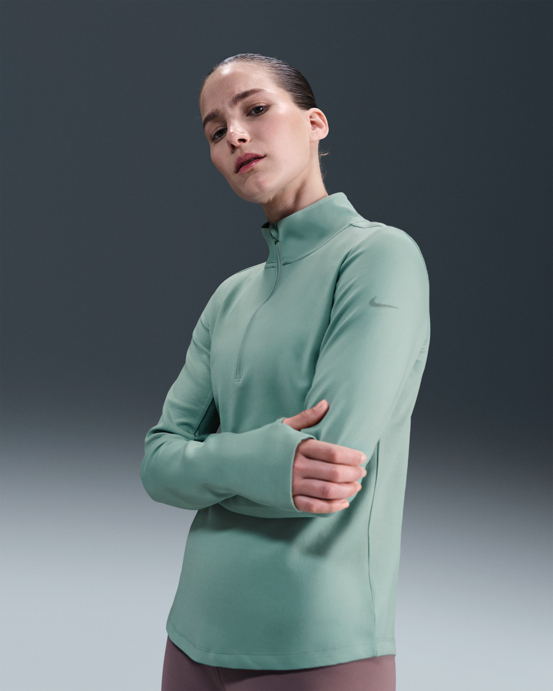 Nike One Women's Therma-FIT 1/2-Zip Mid Layer - Cannon/White